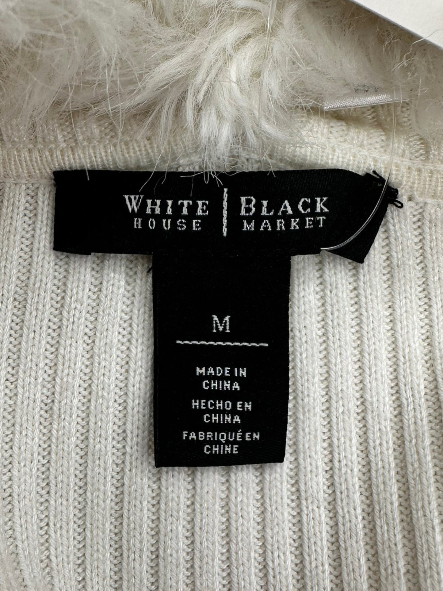 White House Black Market Cream Cable Knit Jacket Size M