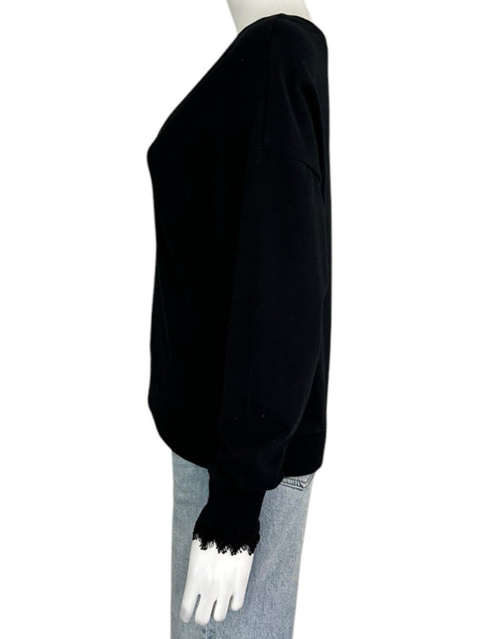 sundays Black Lace Crewneck Size M