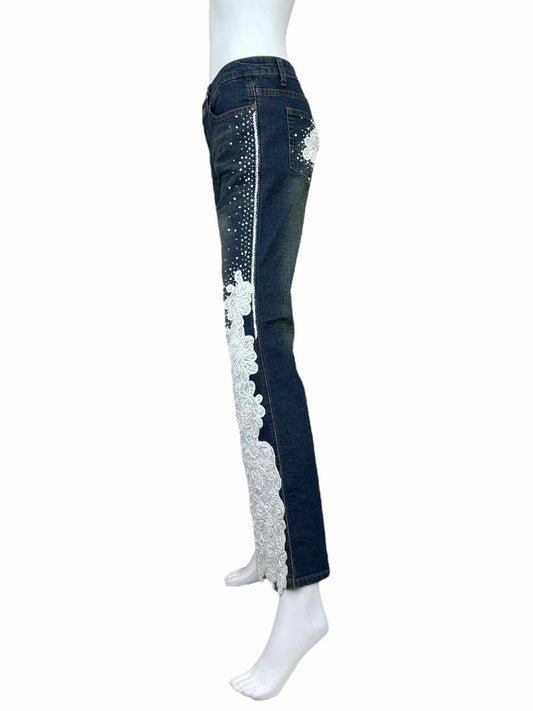 Amanda Adams NWT Blue Embroidered & Beaded Boot Cut Jeans Size 31