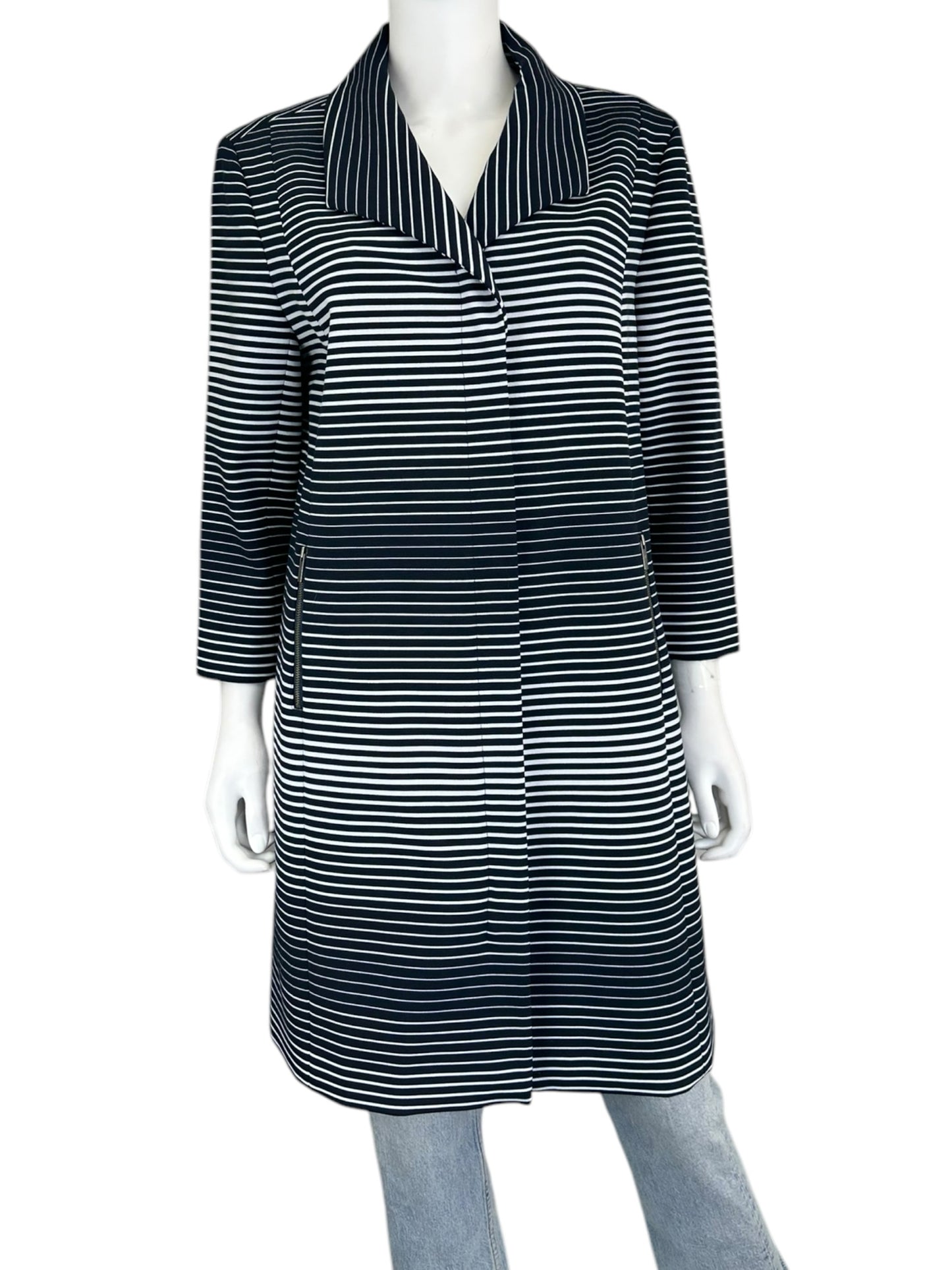 Classiques Entier Navy Striped Coat Size L
