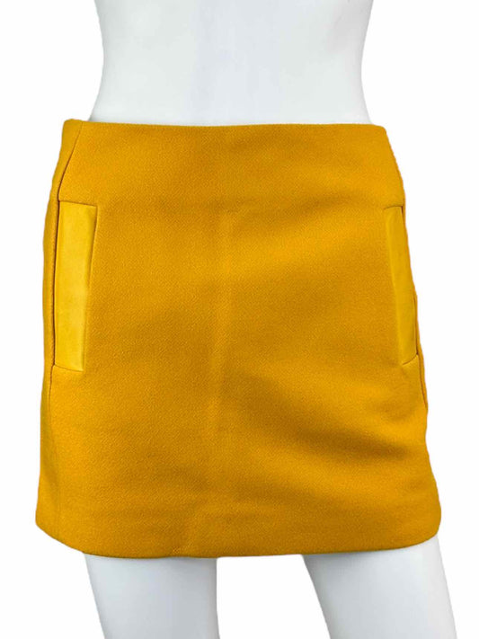 Maje Yellow Wool Mini Skirt Size S