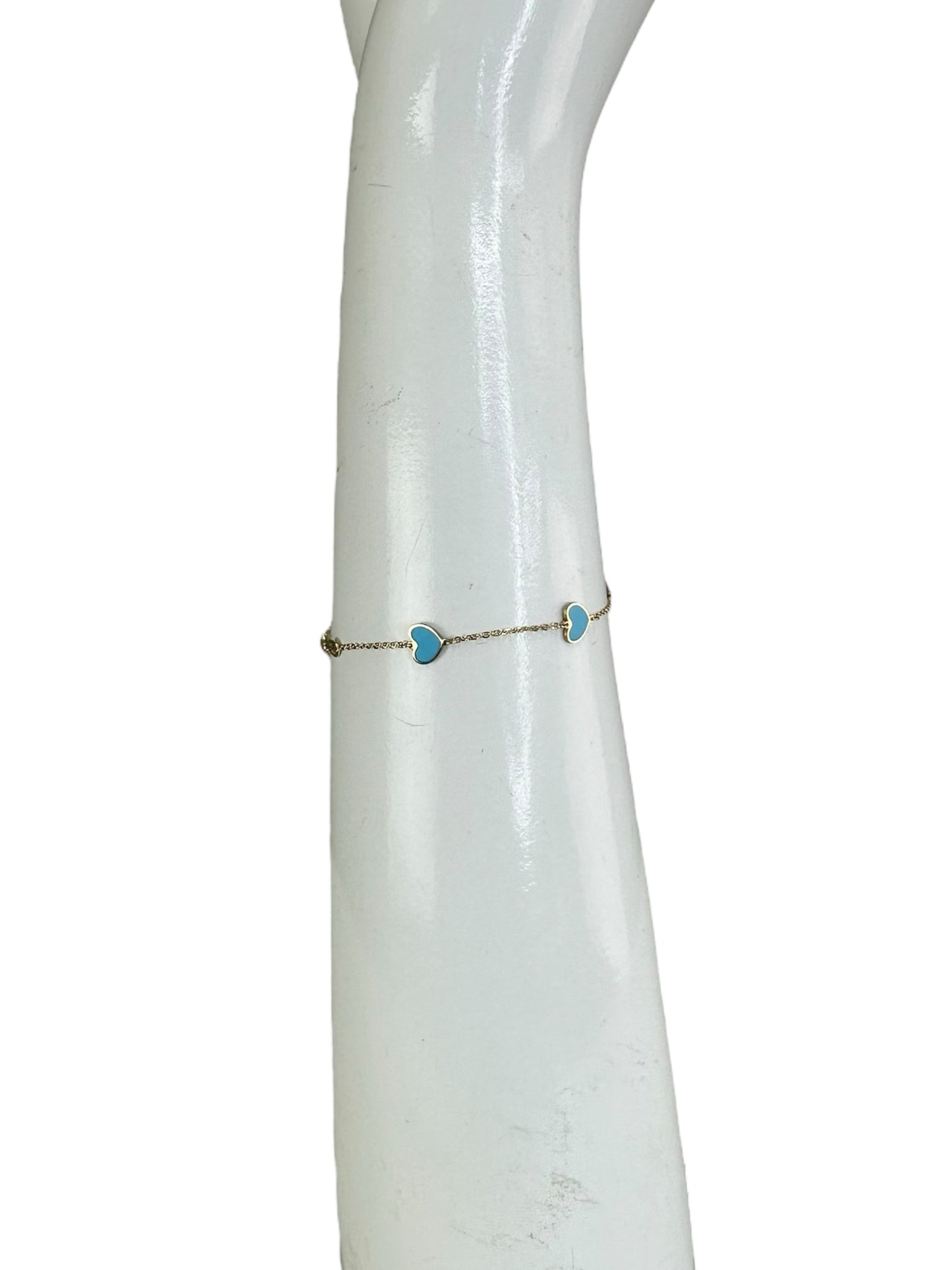 14K Gold Turquoise Heart Inlay Bracelet