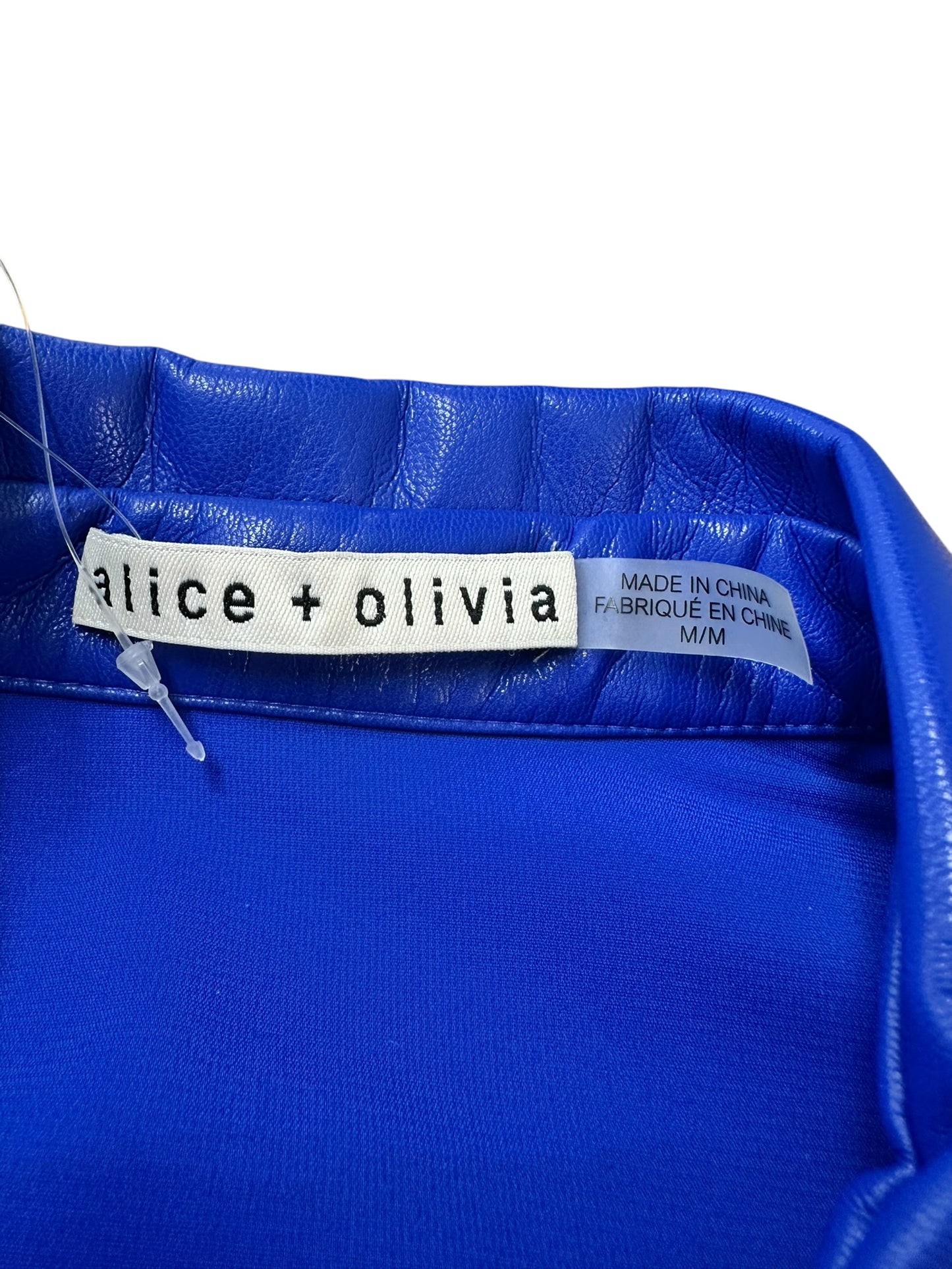 alice & olivia Blue Faux Leather Mini Dress Size M