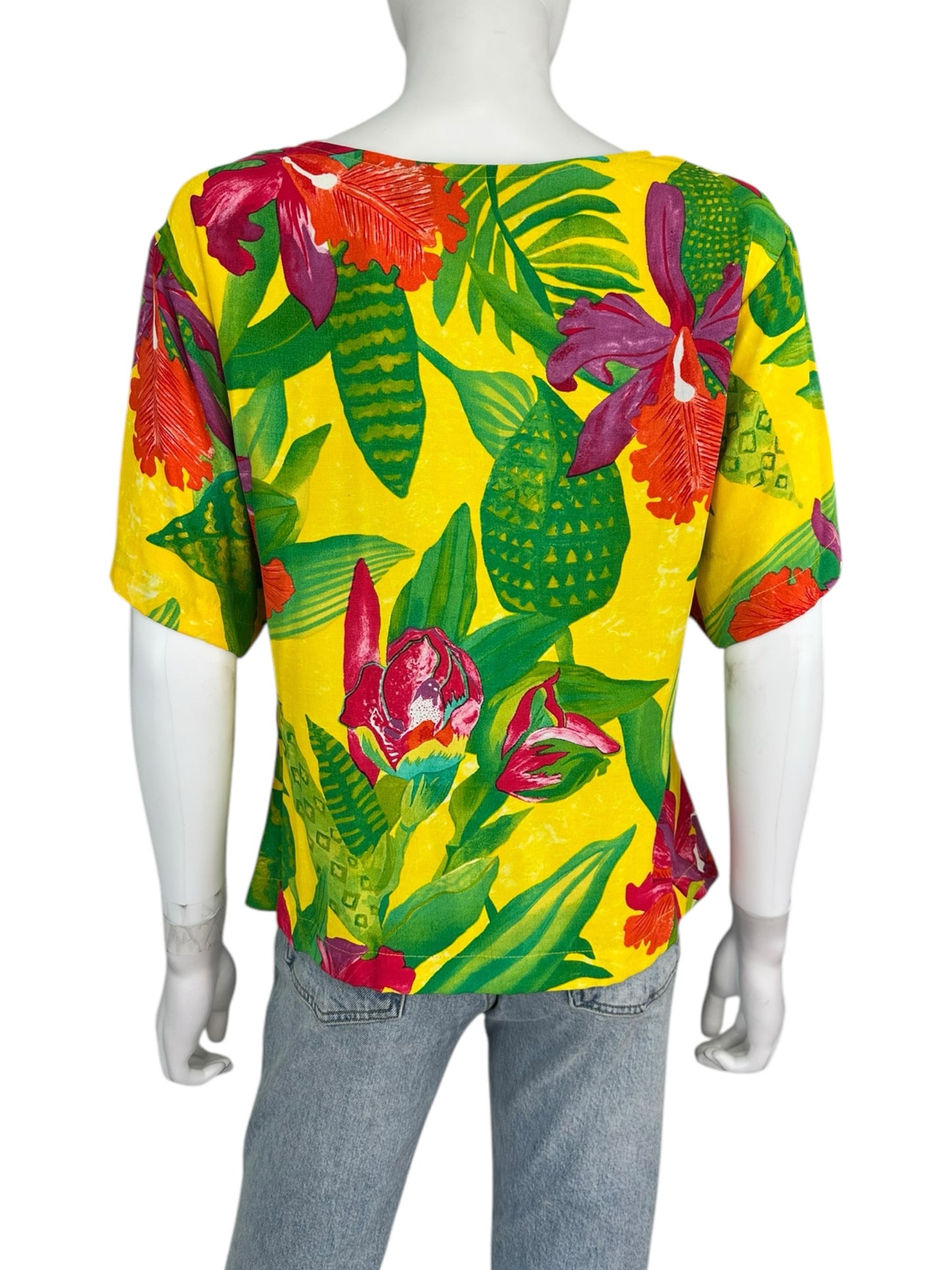 Vintge Karen Kane Tropical Floral Print Top Size 4