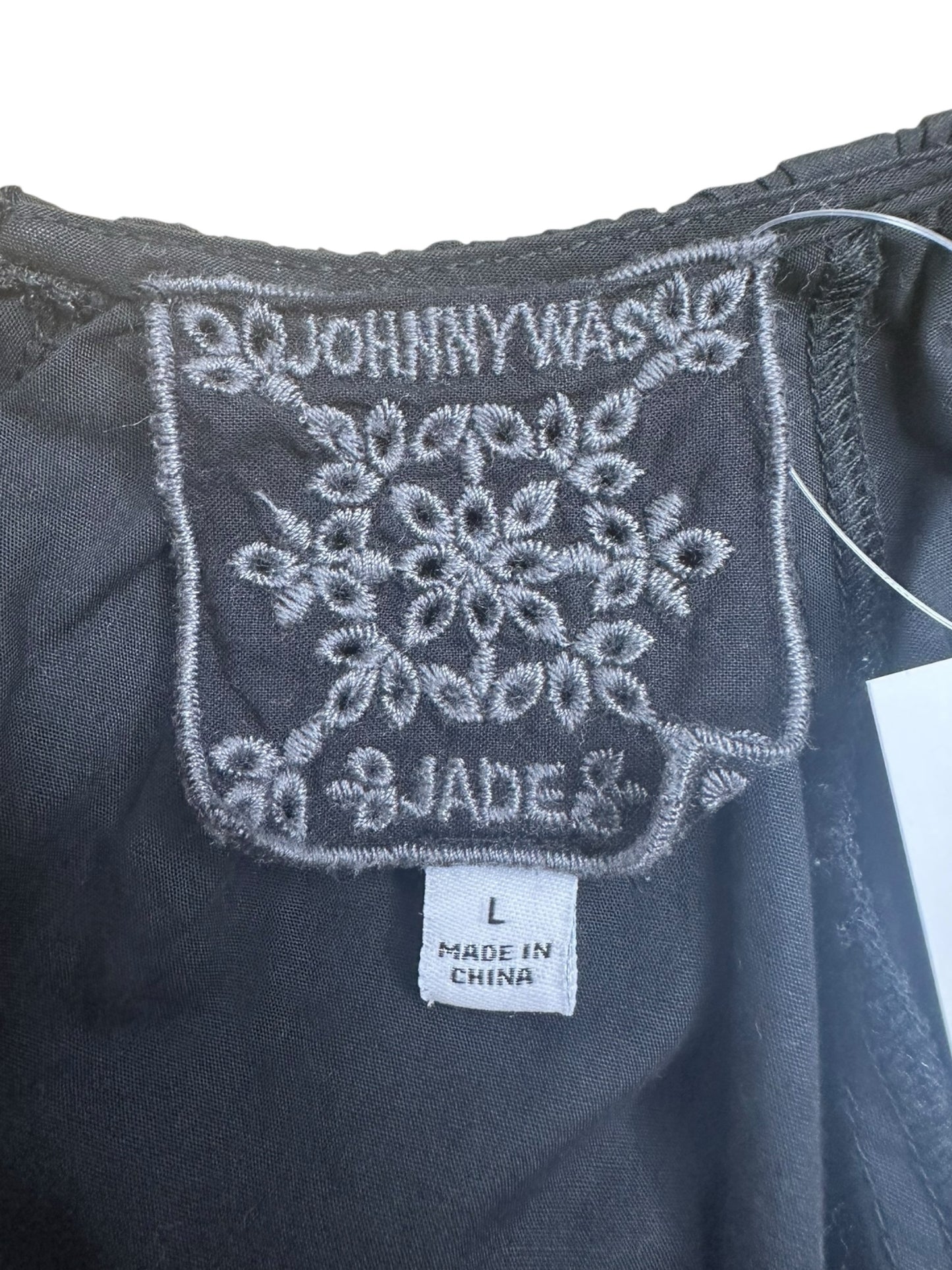 Johnny Was Black Embroidered Midi Dress Size L