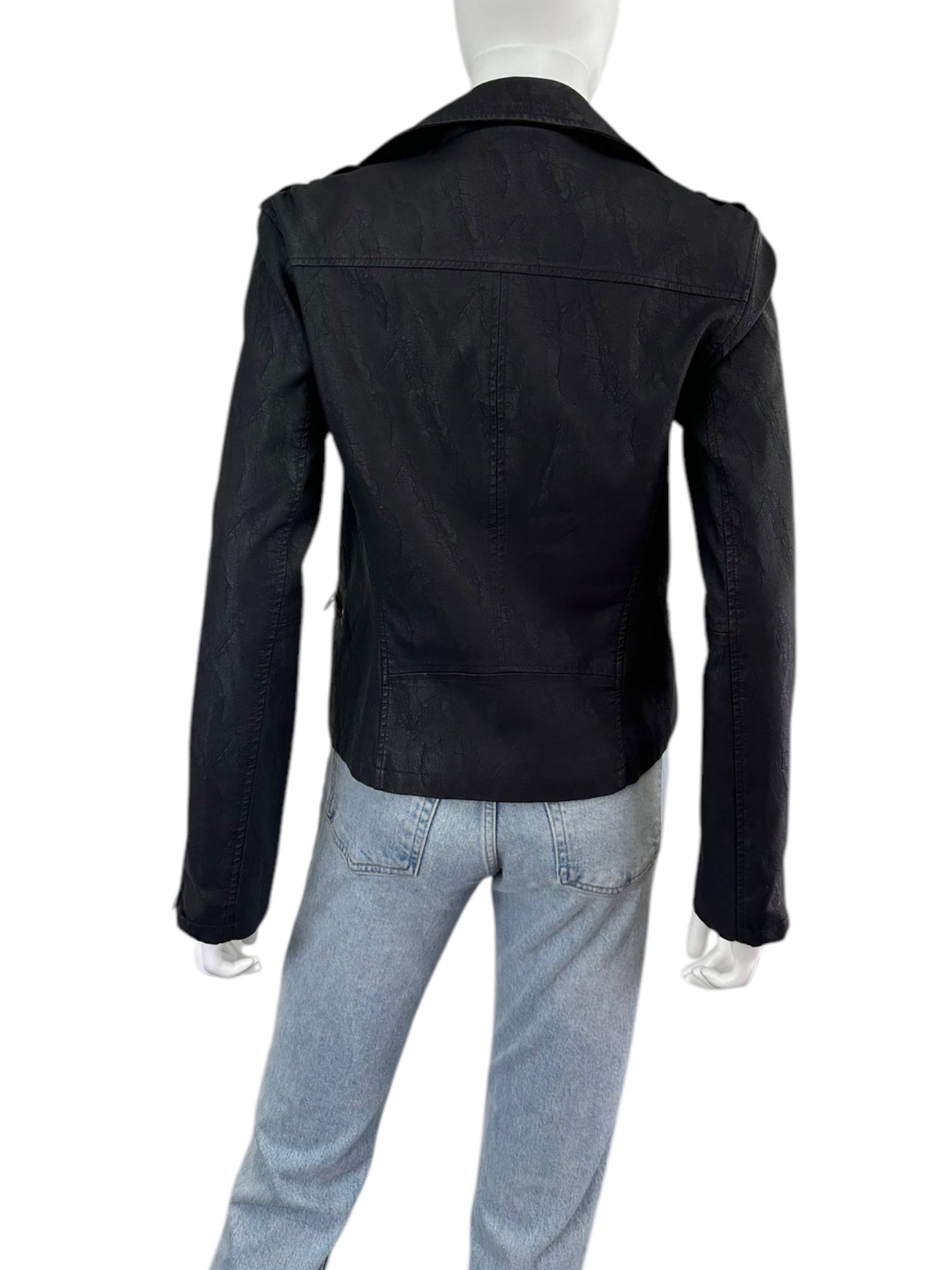 KUT from the Kloth Black Faux Leather Moto Jacket Size S