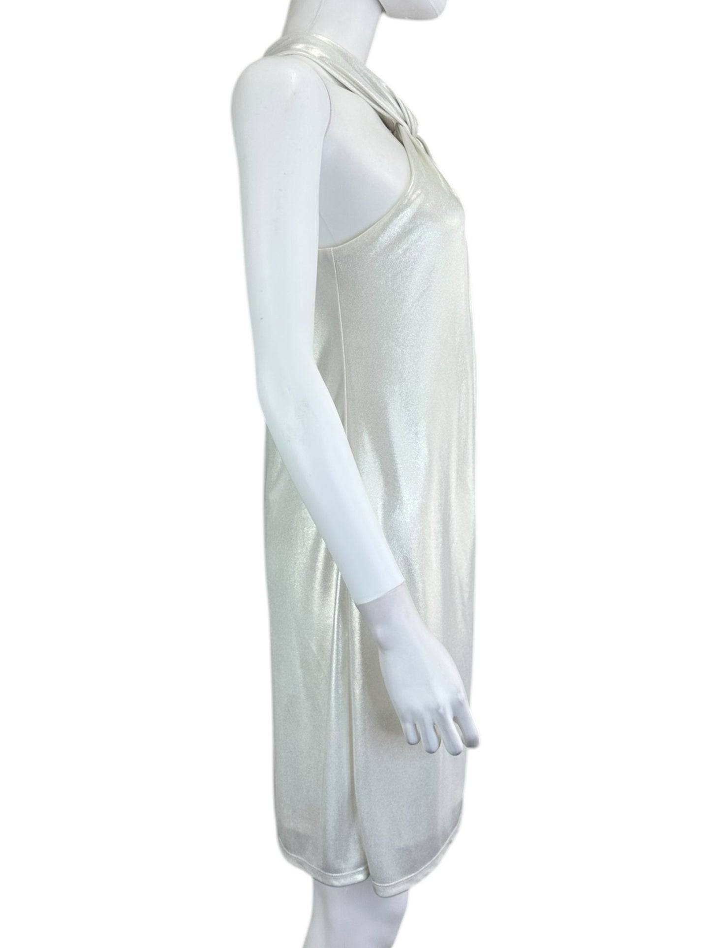 HALSTON Champagne Halter Mini Dress Size M