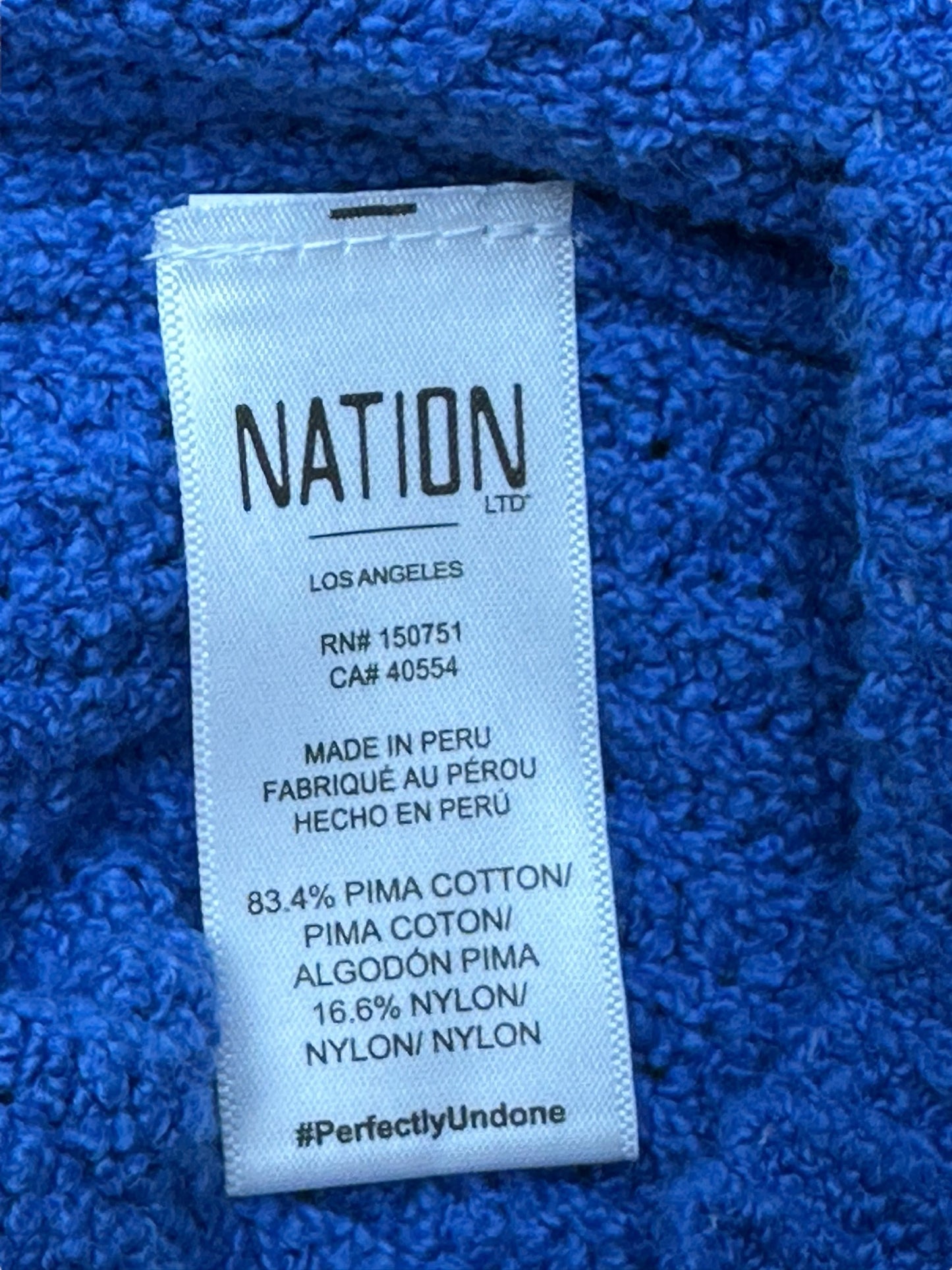 NATION Blue Pima Cotton Sweater Tank Size XS
