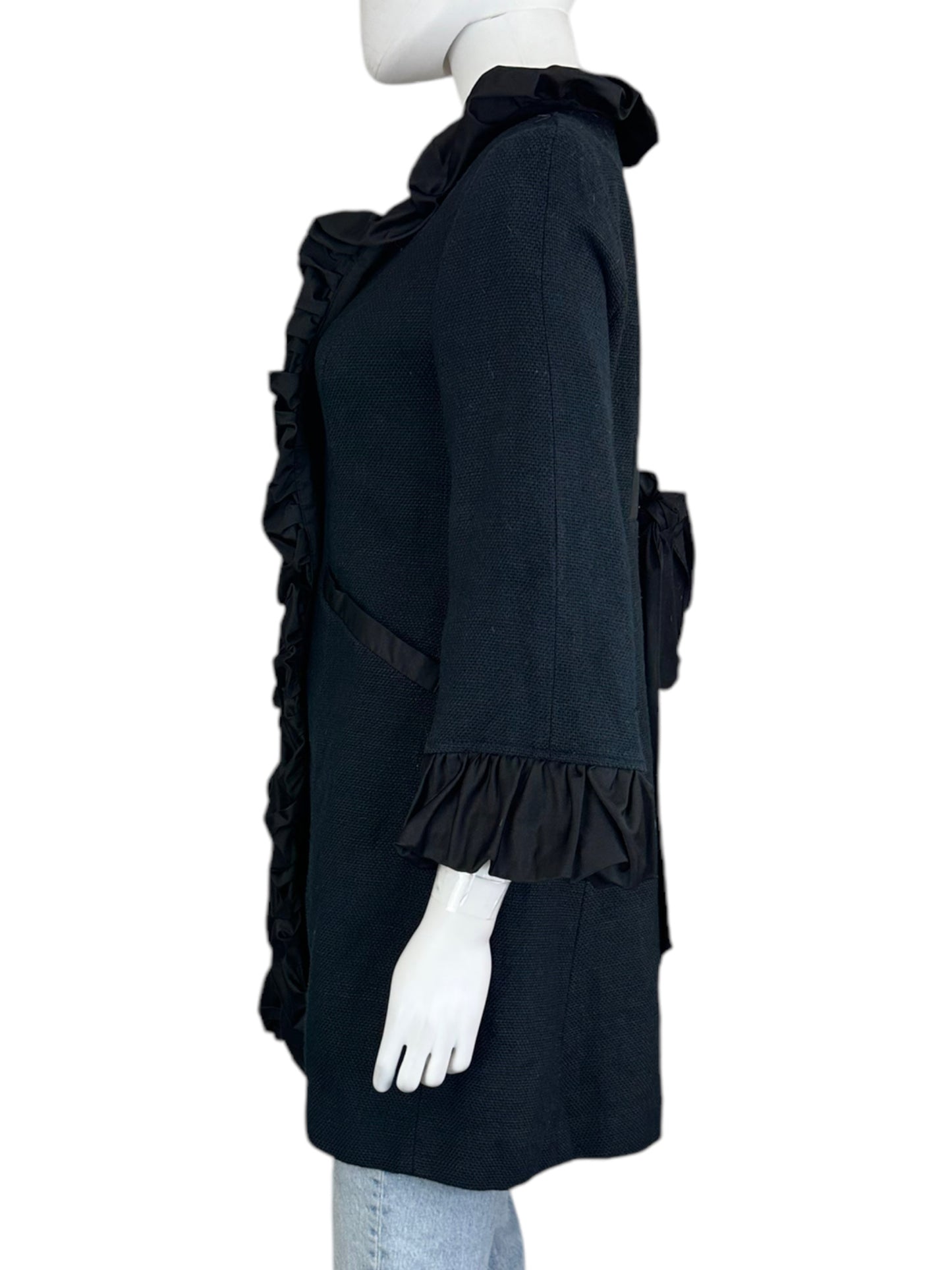Nanette Lepore Black 100% Linen Coat Size 6