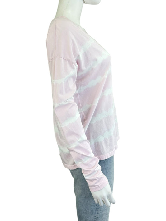 WHITE + WARREN 100% Cotton Pink Tie Dye Knit Top Size S