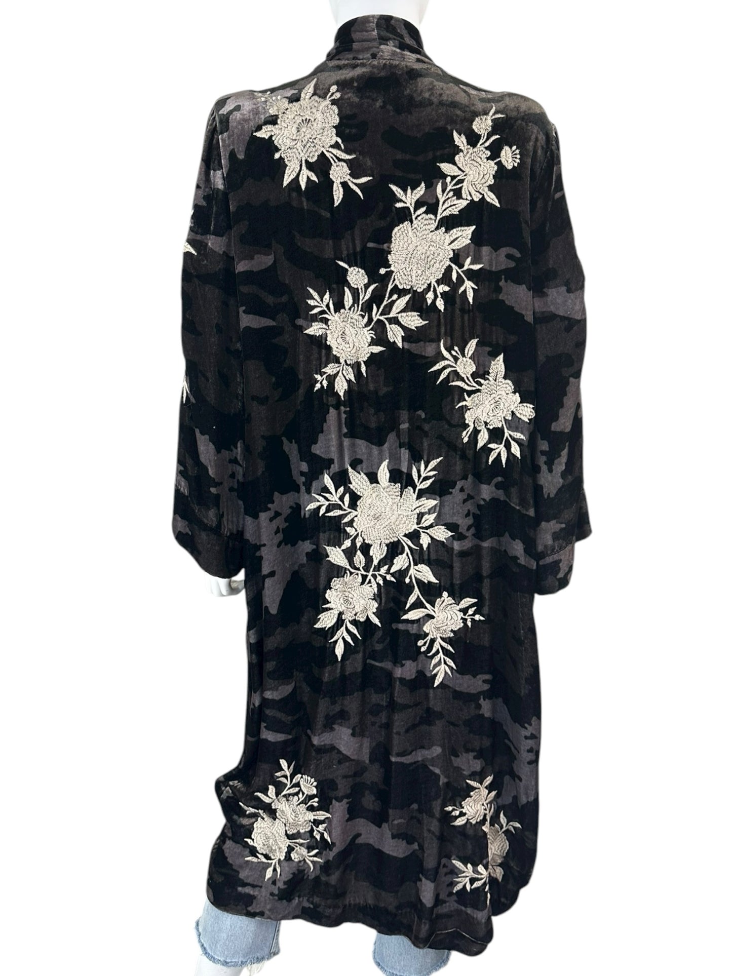 Johnny Was Santal Camouflage Velvet Duster Cardigan Size M