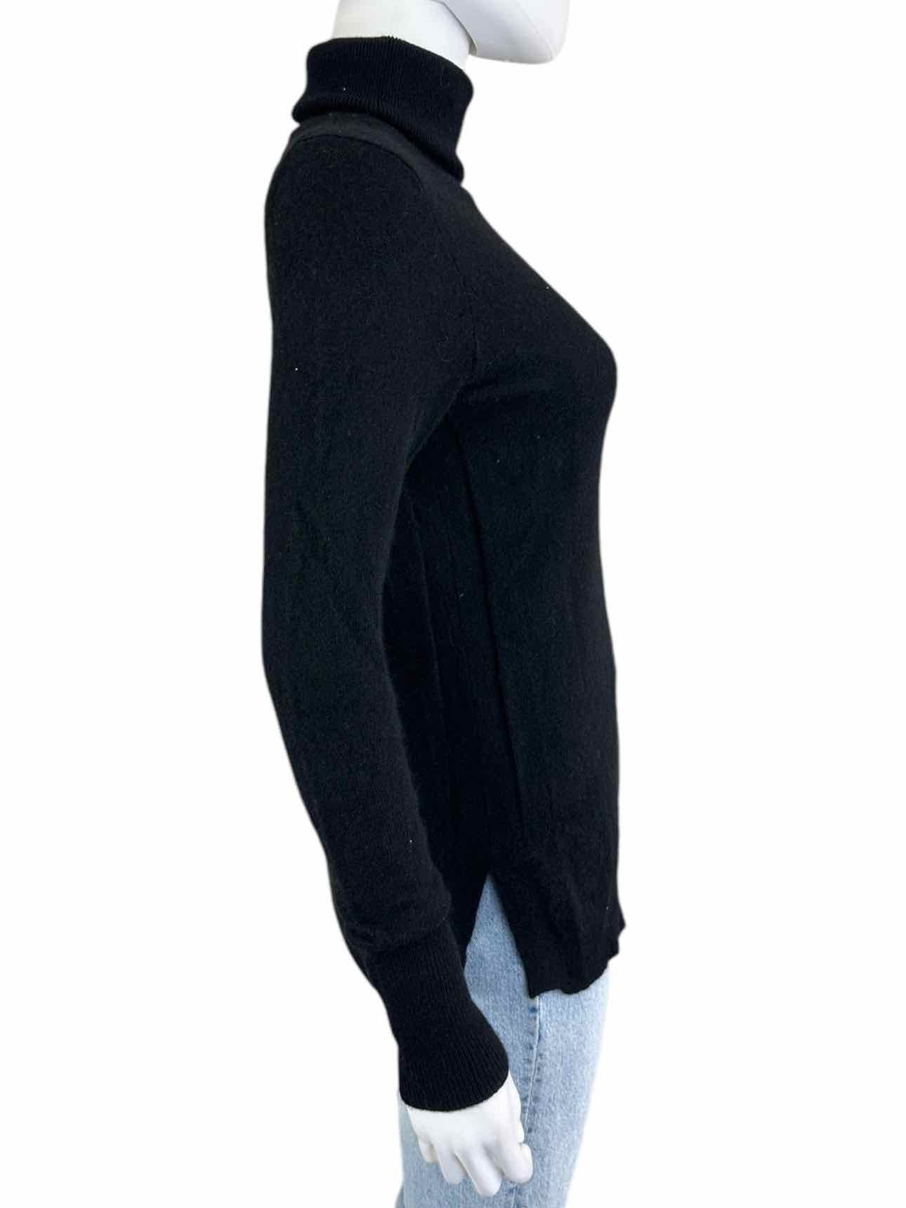 WHITE + WARREN Black 100% Cashmere Turtleneck Sweater Size M