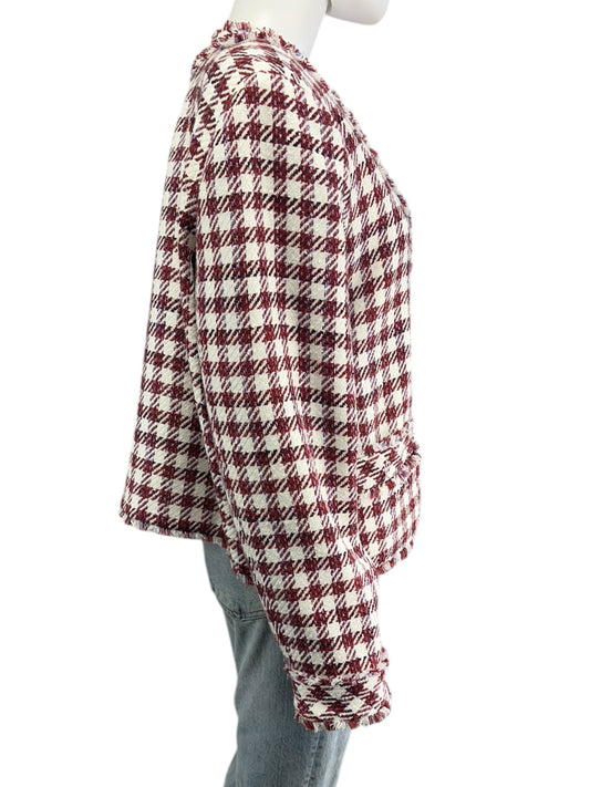 Ann Taylor Red Tweed Houndstooth Jacket Size 18