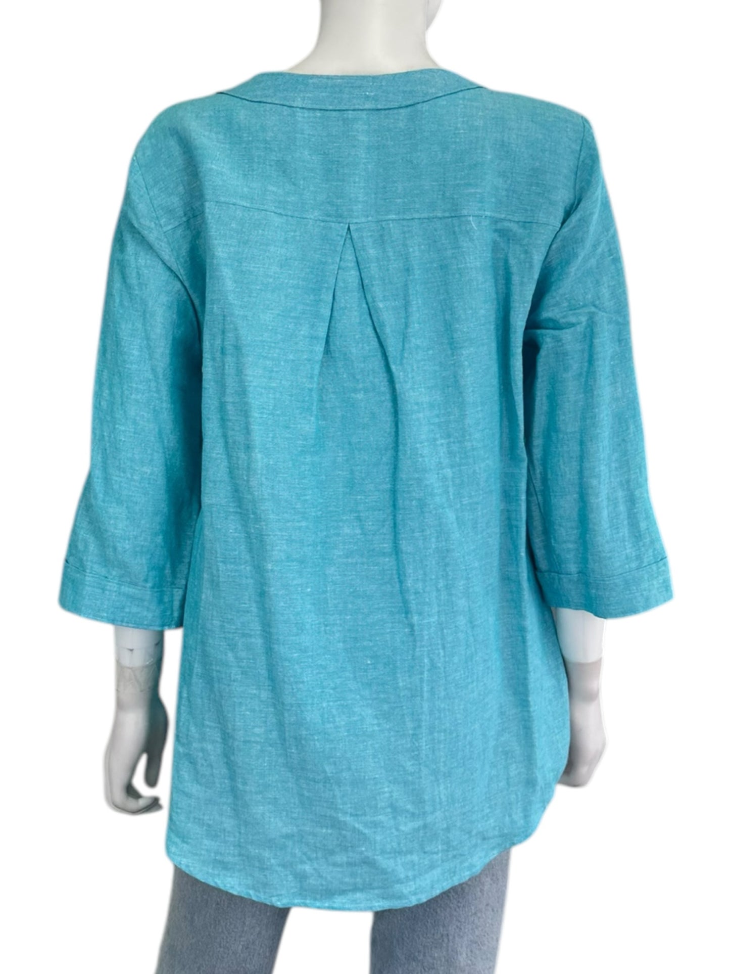sharon young LINEN BLEND Blue Blouse Size M