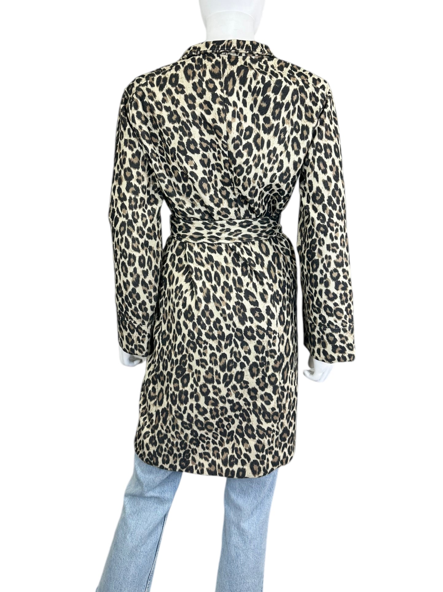 chicos Brown Leopard Print Coat Size S