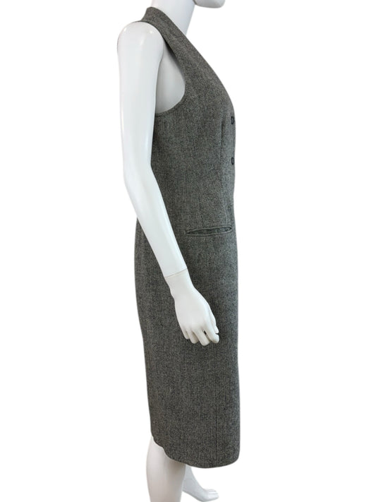 Calvin Klein Gray Herringbone Midi Dress Size 6