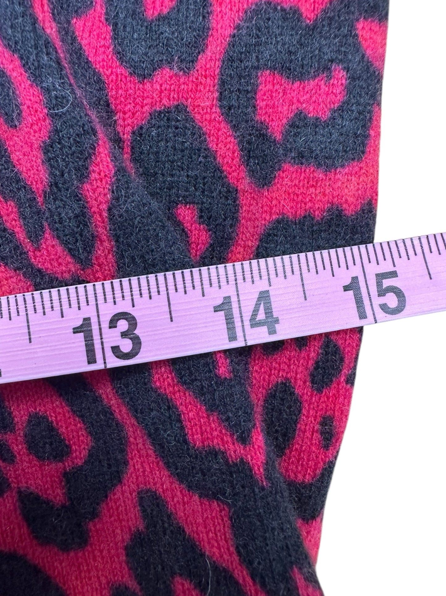 Neiman Marcus Red 100% Cashmere Leopard Print Sweater Size S