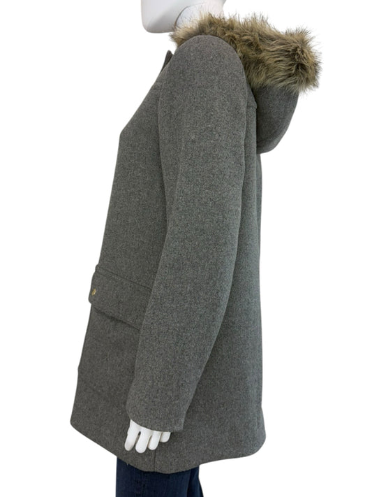 J. Crew Gray Vail Wool Blend Hooded Parka Size 10