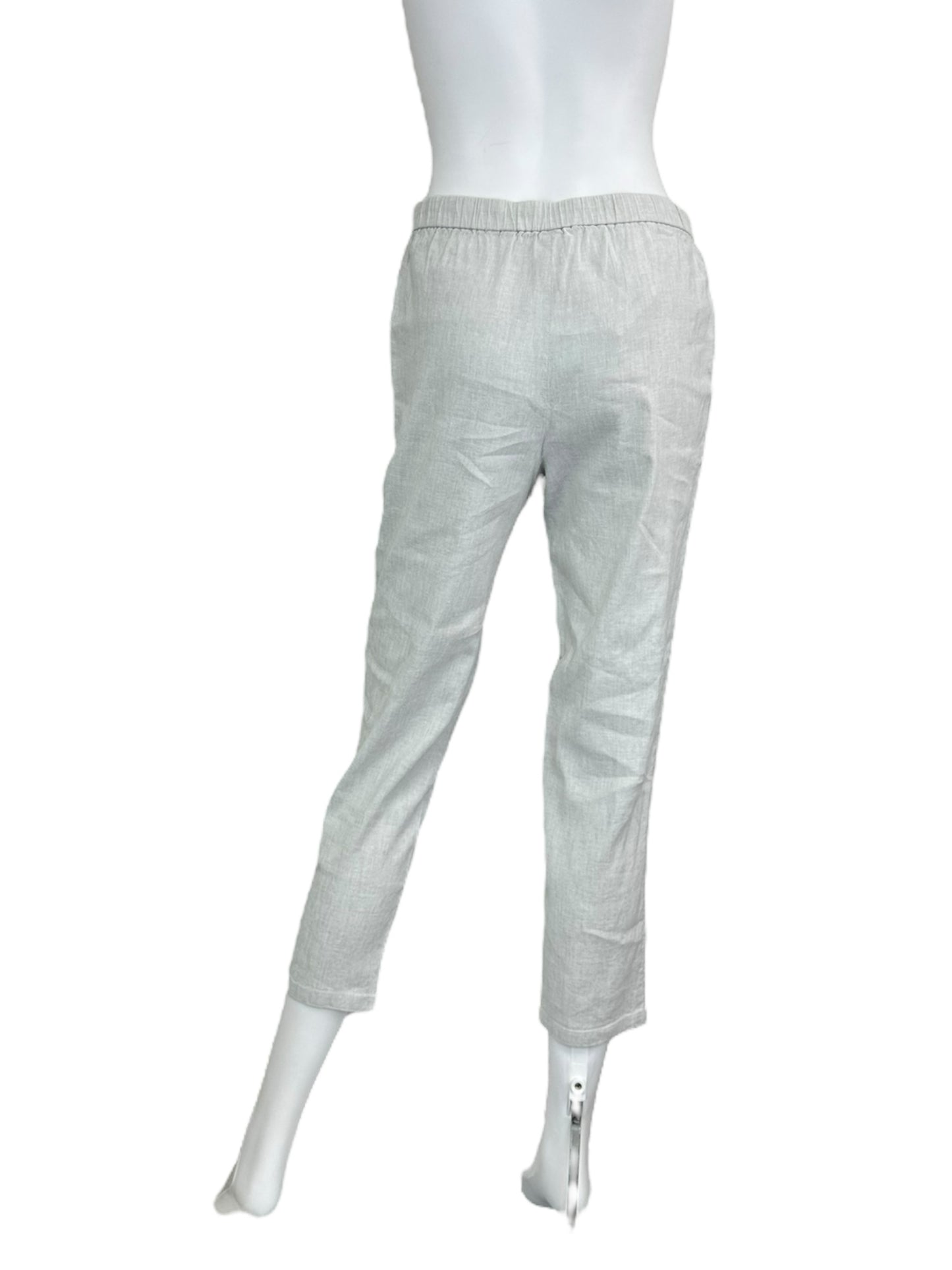Theory Grey 100% Linen Cropped Pants Size S