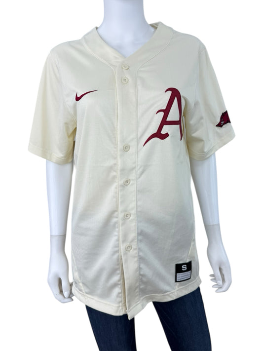 Nike Dri-Fit Cream Razorback Replica Baseball Jersey Size S
