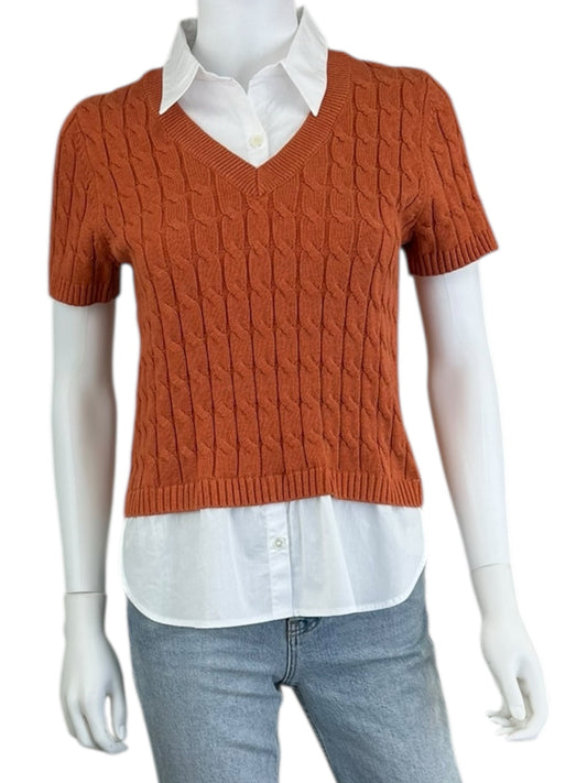j. society Orange Cable Knit Sweater Size S