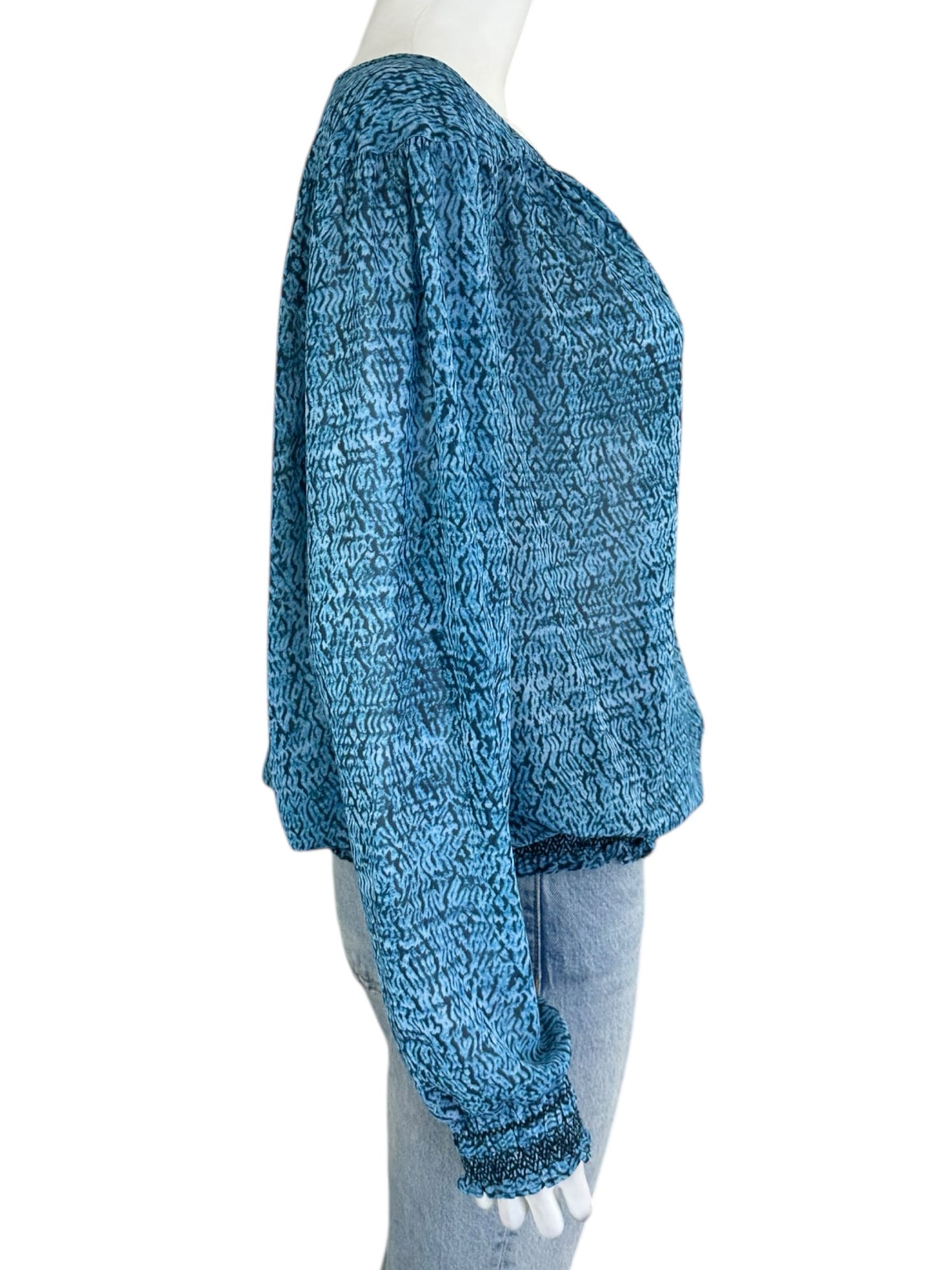 MICHAEL Michael Kors Blue Printed Tie Neck Blouse Size L