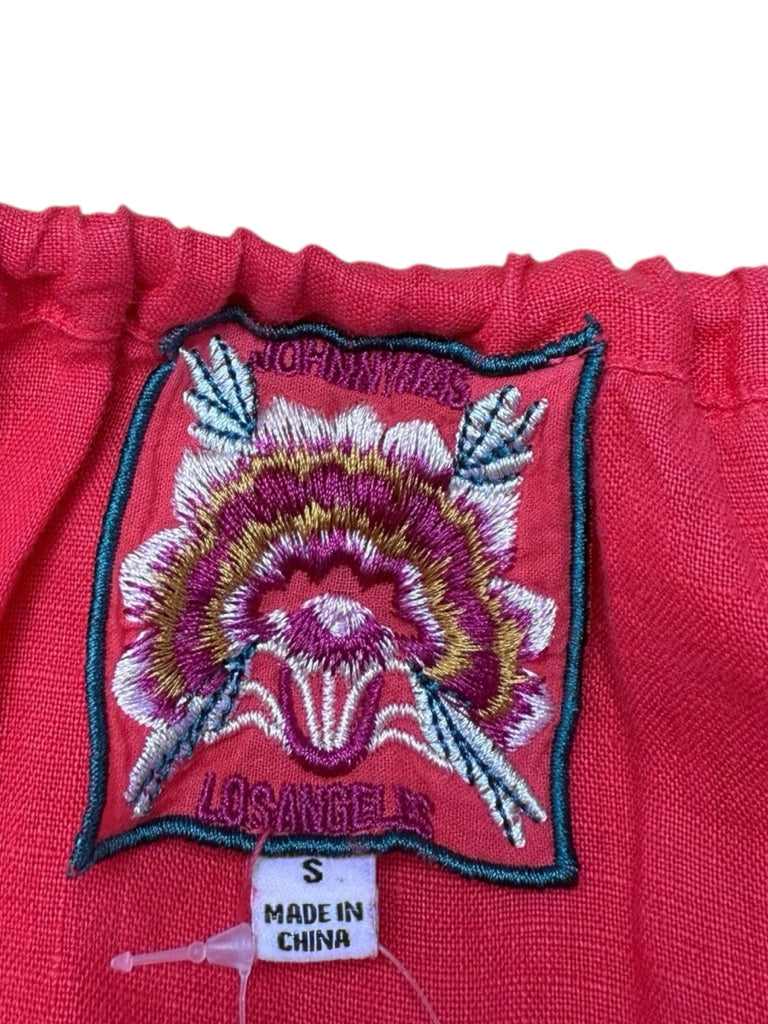 Johnny Was Red 100% Linen Embroidered Tunic Size S
