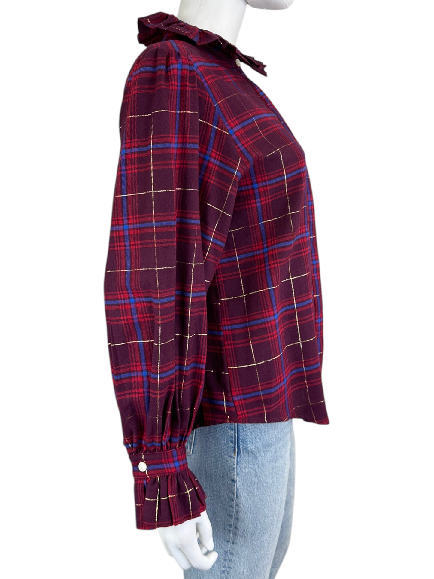 KOCH Red and Gold Ruffle Button-Down Size S