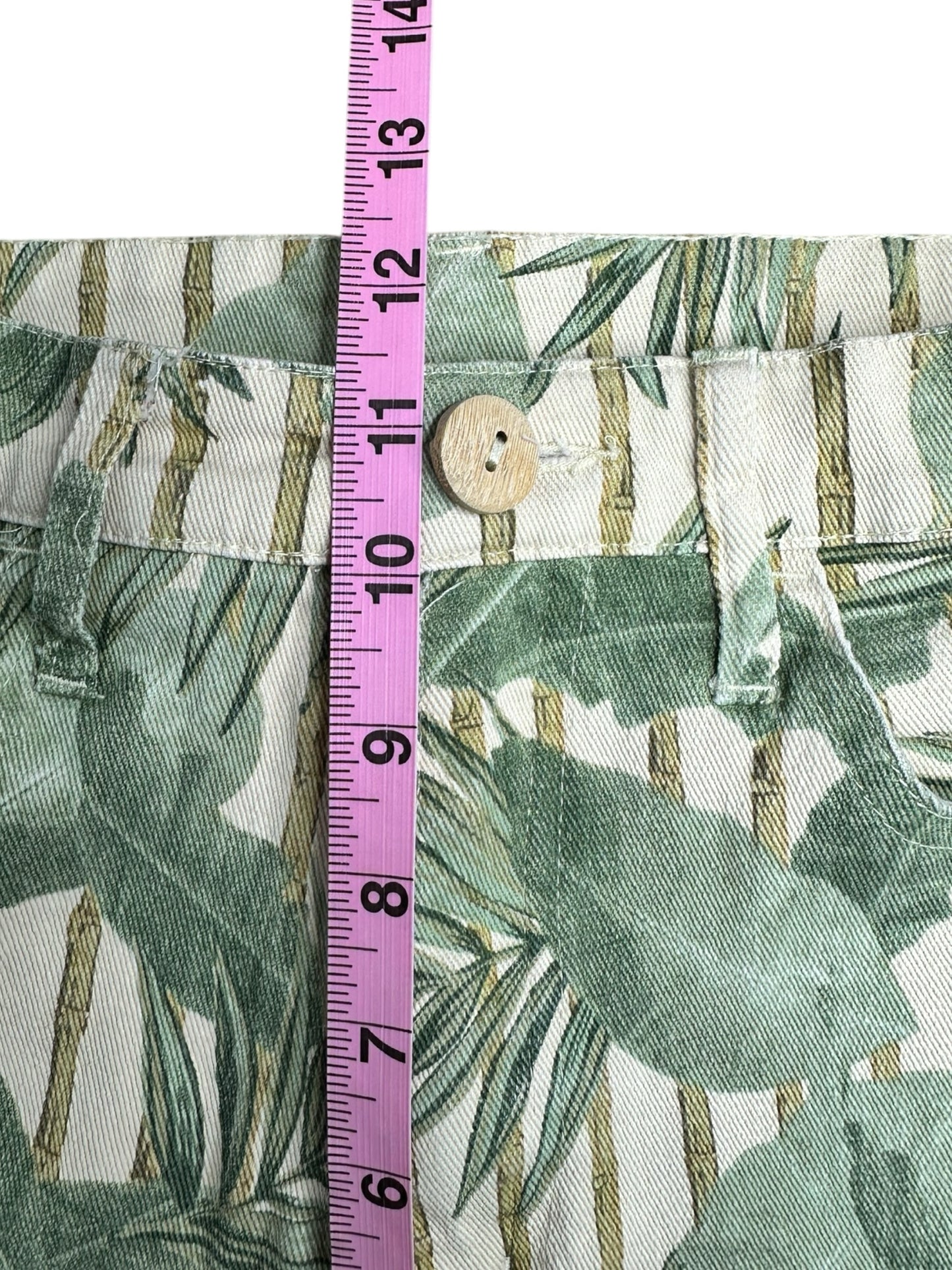 Mumu Blue Green Leaf Print Cropped Jean Size 27