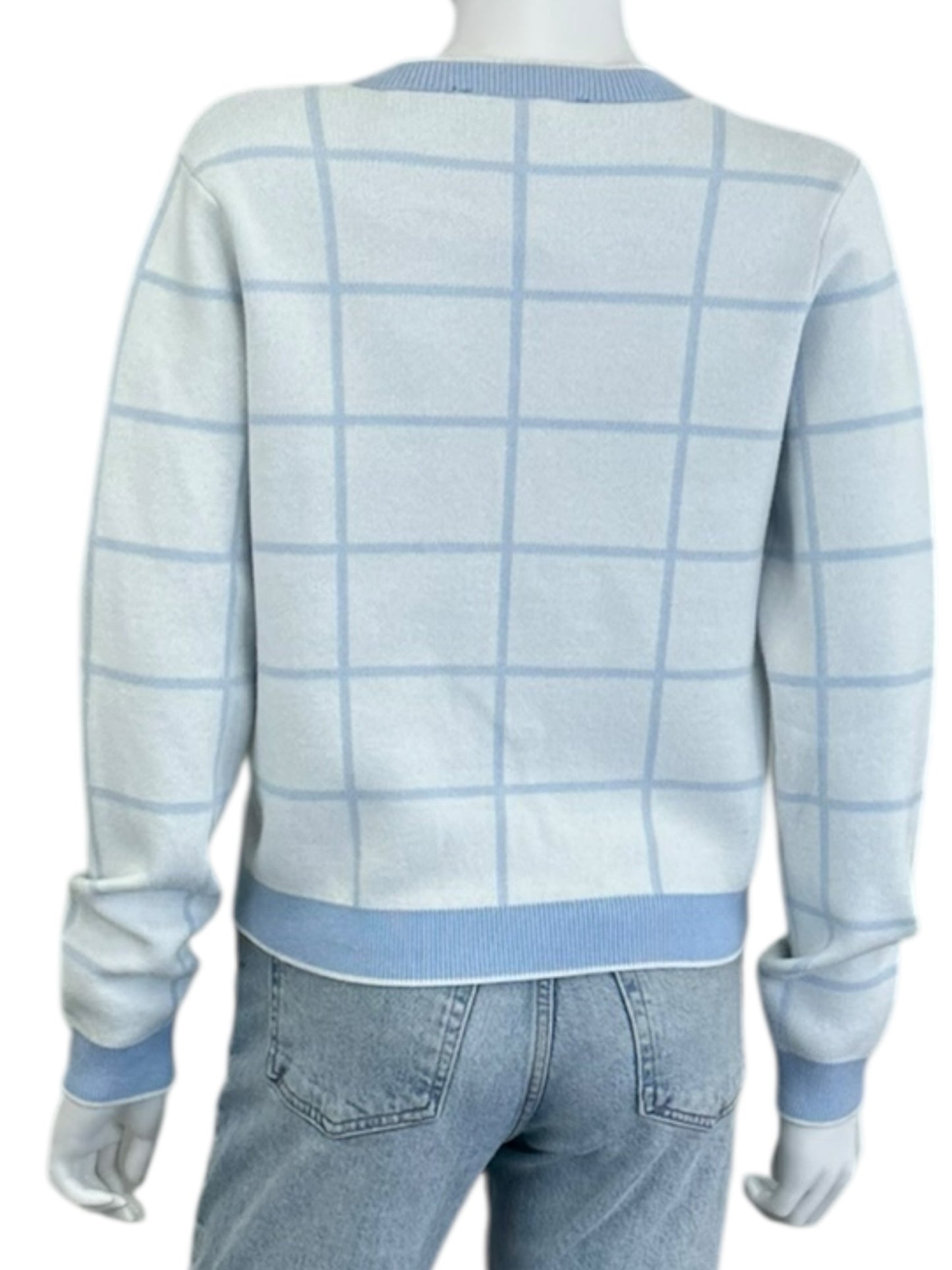 French Connection Blue Plaid Sweater Cardigan Size S