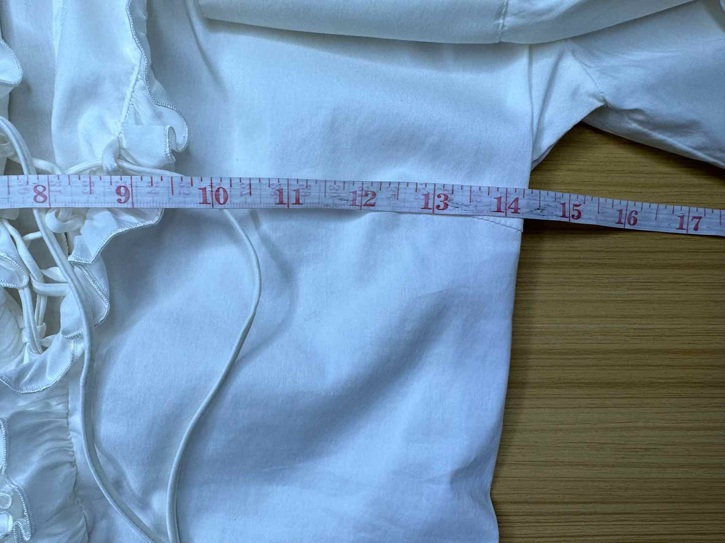 TRINA TURK White Ruffle Trim Top Size S
