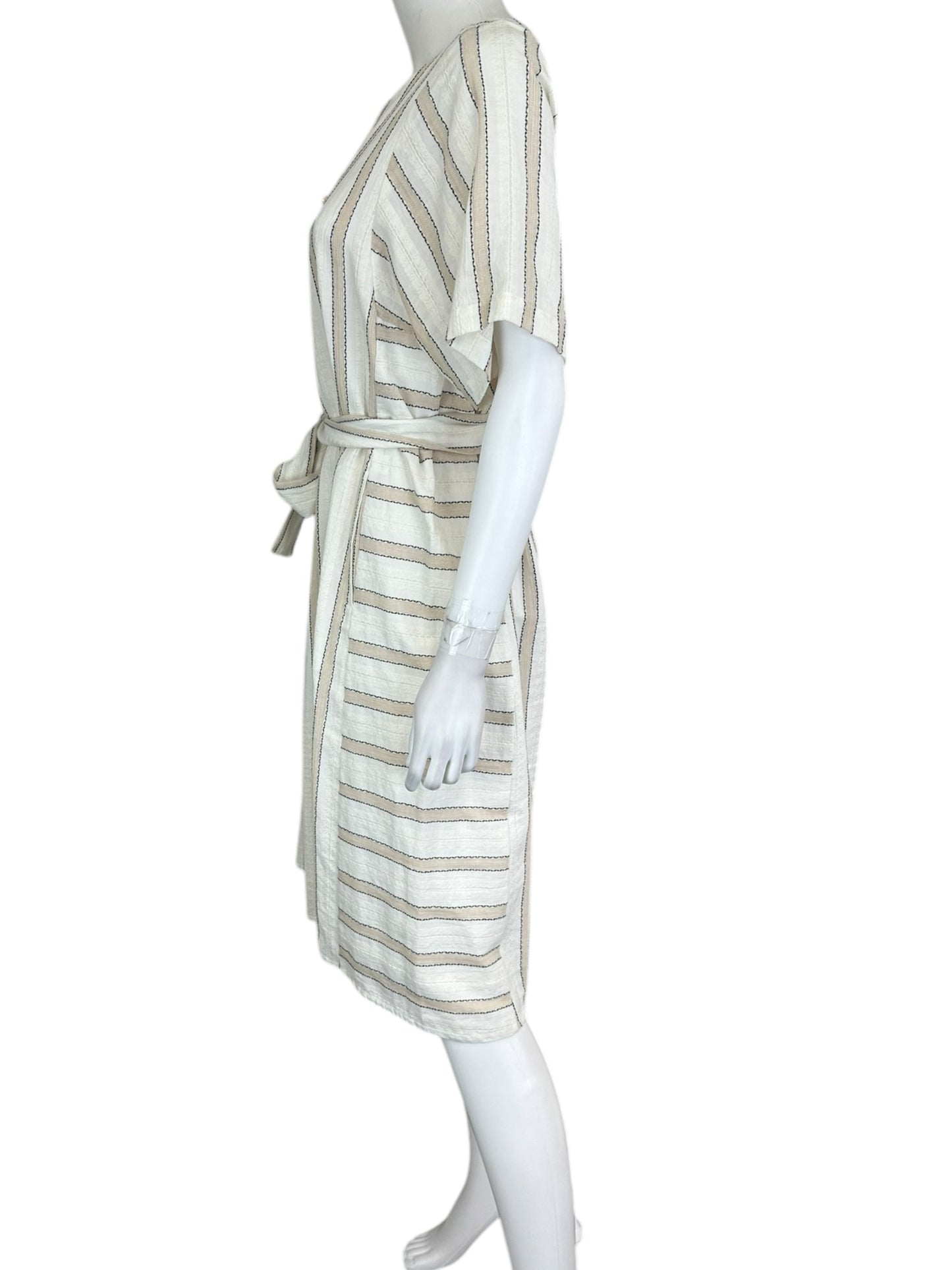 EKOYOG Beige and White Striped Maxi Dress Size 10/12