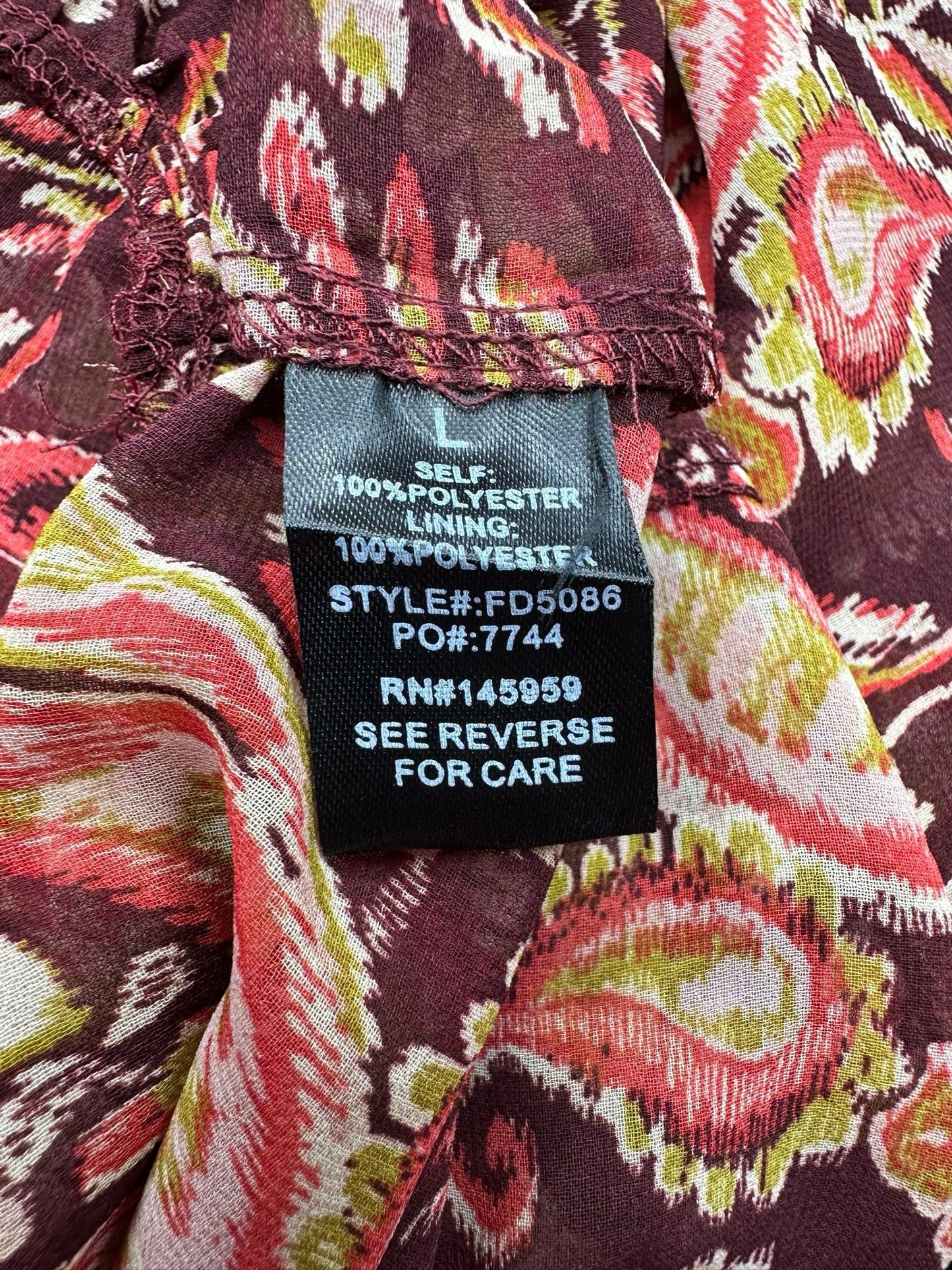 dress forum Burgundy Paisley Mesh Maxi Dress Size L