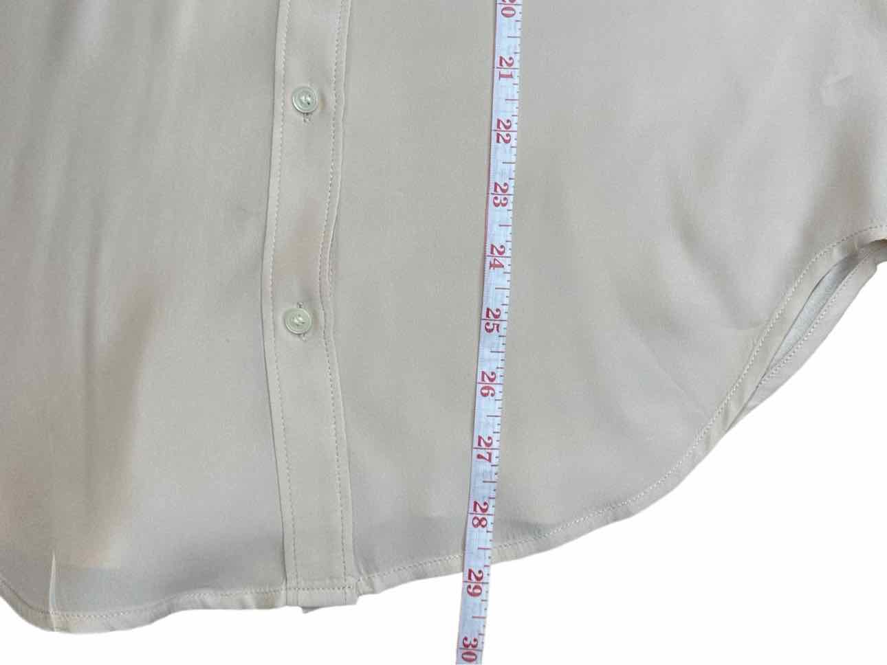 Broadway & Broome Tan 100% Silk Button-down Size S