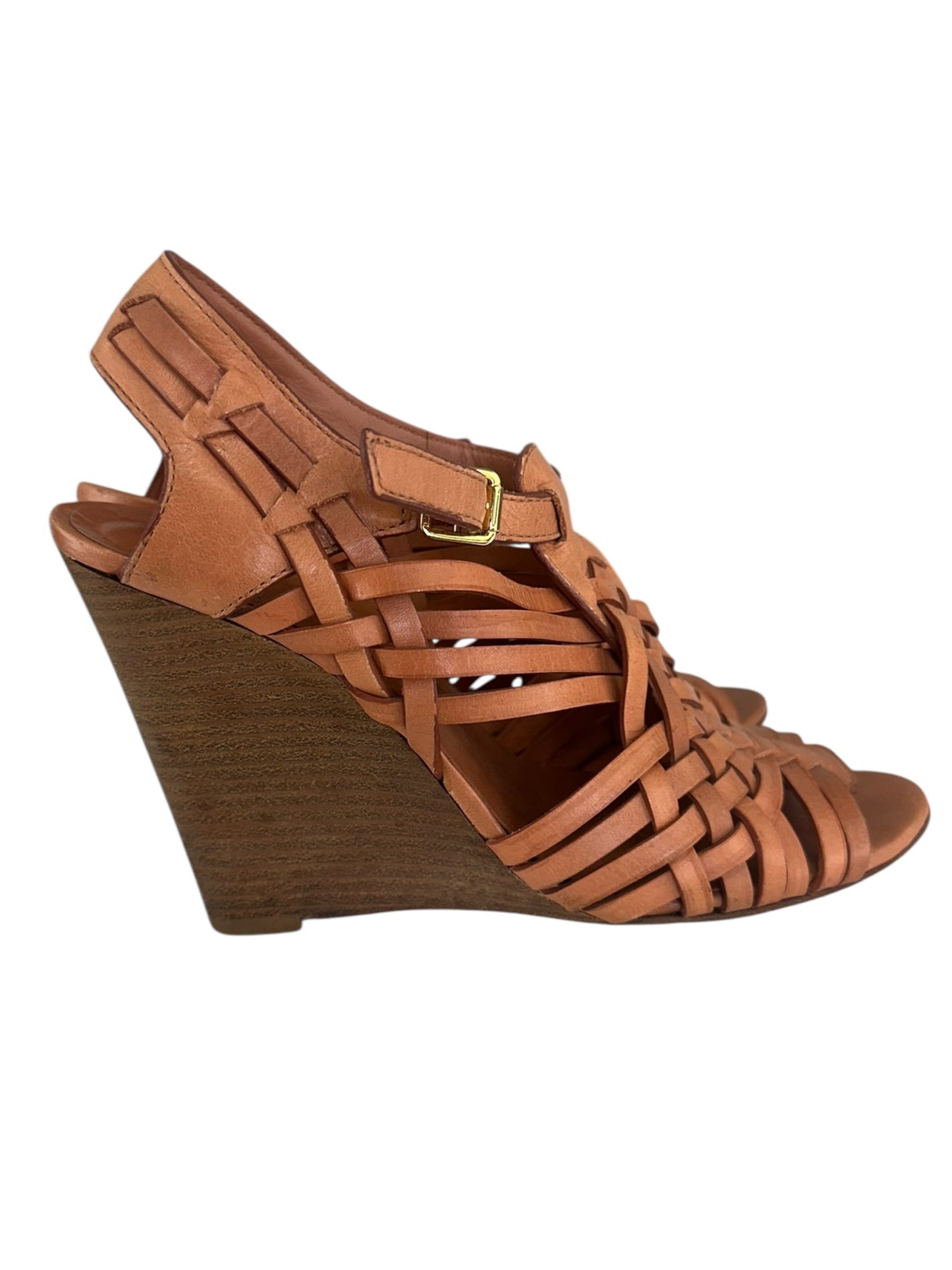 Tory Burch Brown Leather Nadia Wedges Size 8