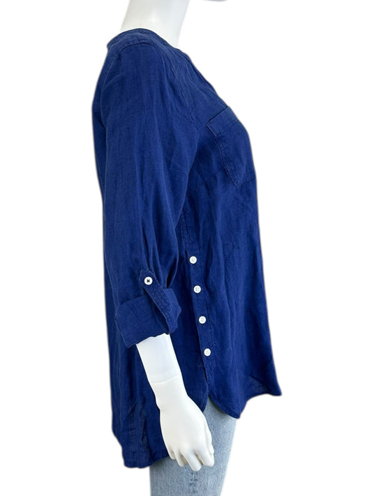 Talbots NWT Blue 100% Linen Blouse Size M