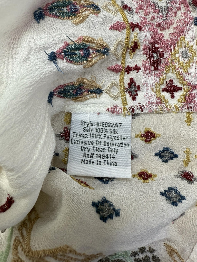 Johnny Was NWT 100% Silk Embroidered Deliza Blouse Size S