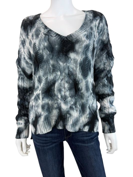 PILCRO Navy Tie Dye Joni Chunky Cable Sweater Size S
