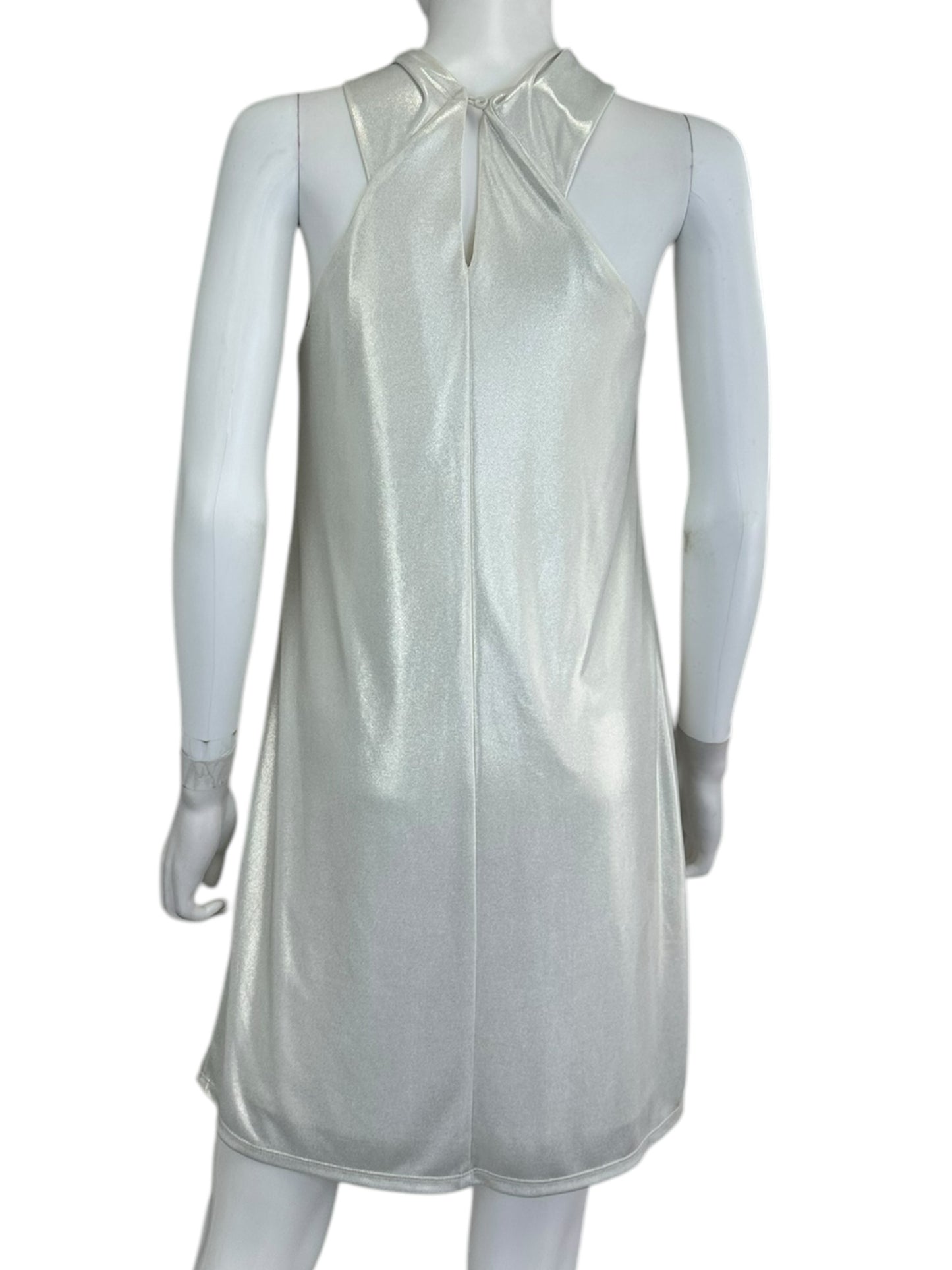 HALSTON Champagne Halter Mini Dress Size M