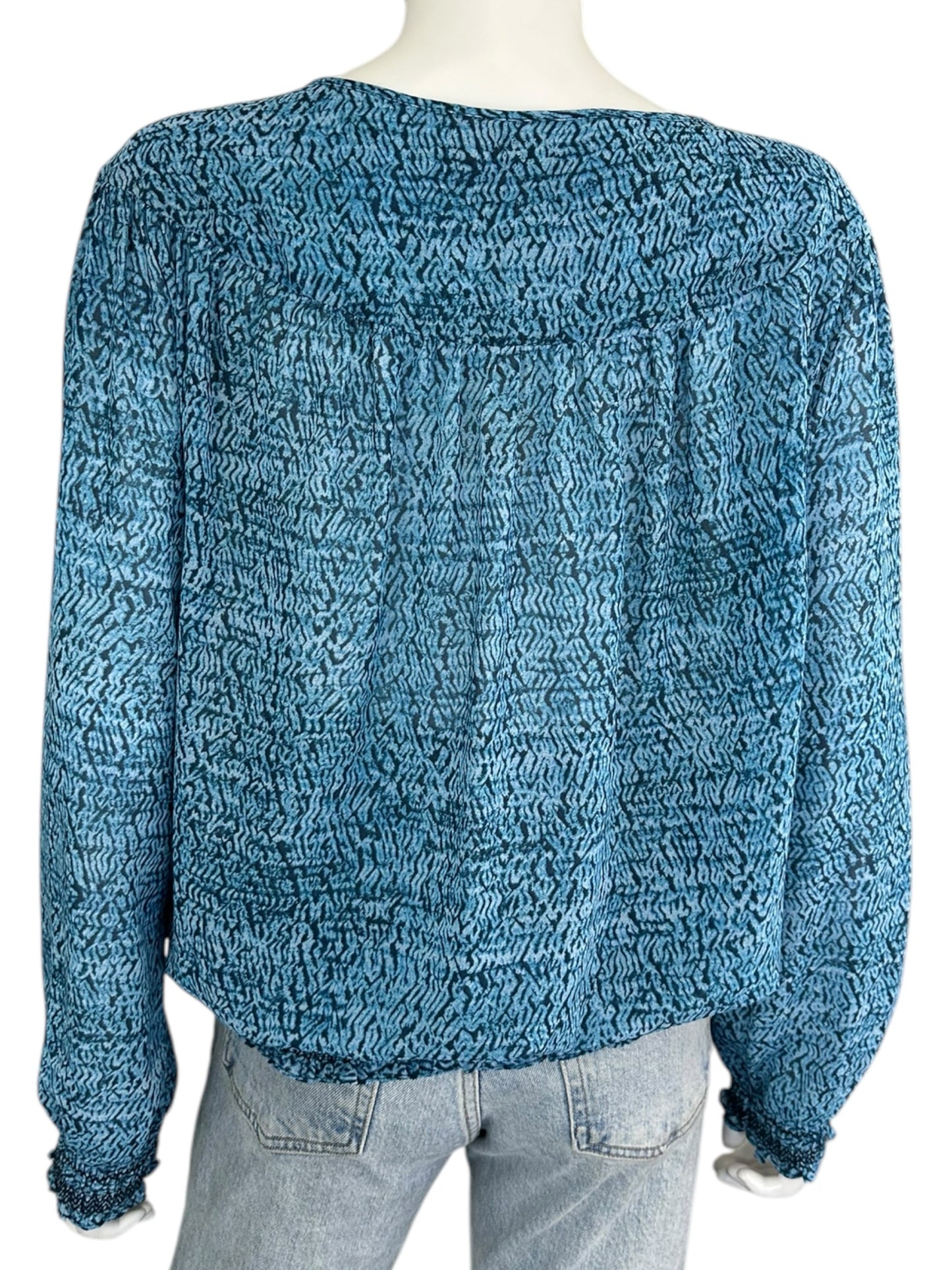 MICHAEL Michael Kors Blue Printed Tie Neck Blouse Size L