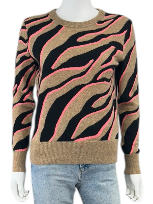 WHITE + WARREN 100% Cashmere Tiger Sweater Size M