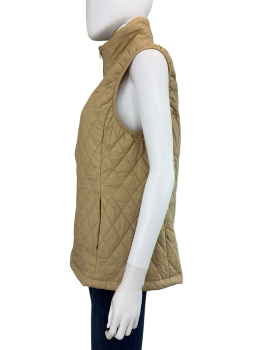 LANDS' END Tan Quilted Puffer Vest Size L