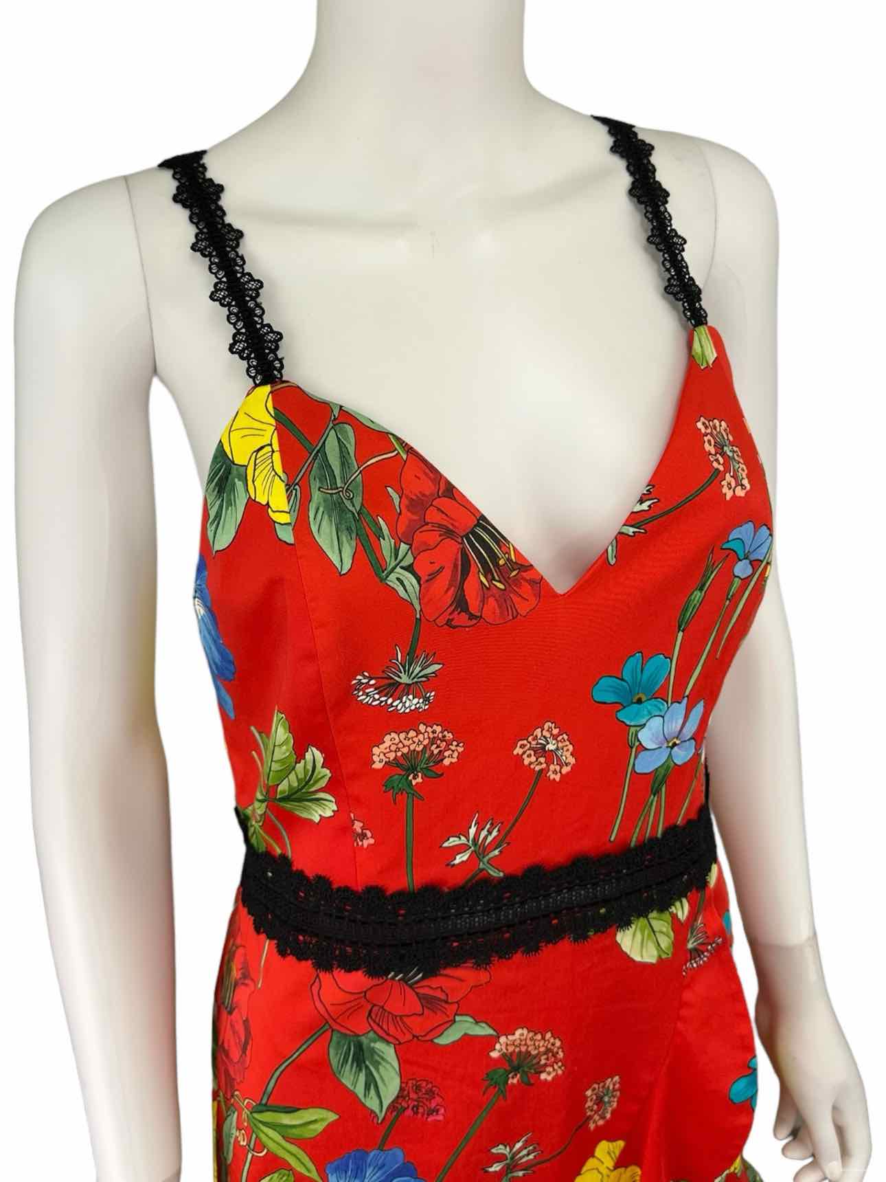 alice & olivia NWT Red Floral Print Cocktail Dress Size 8