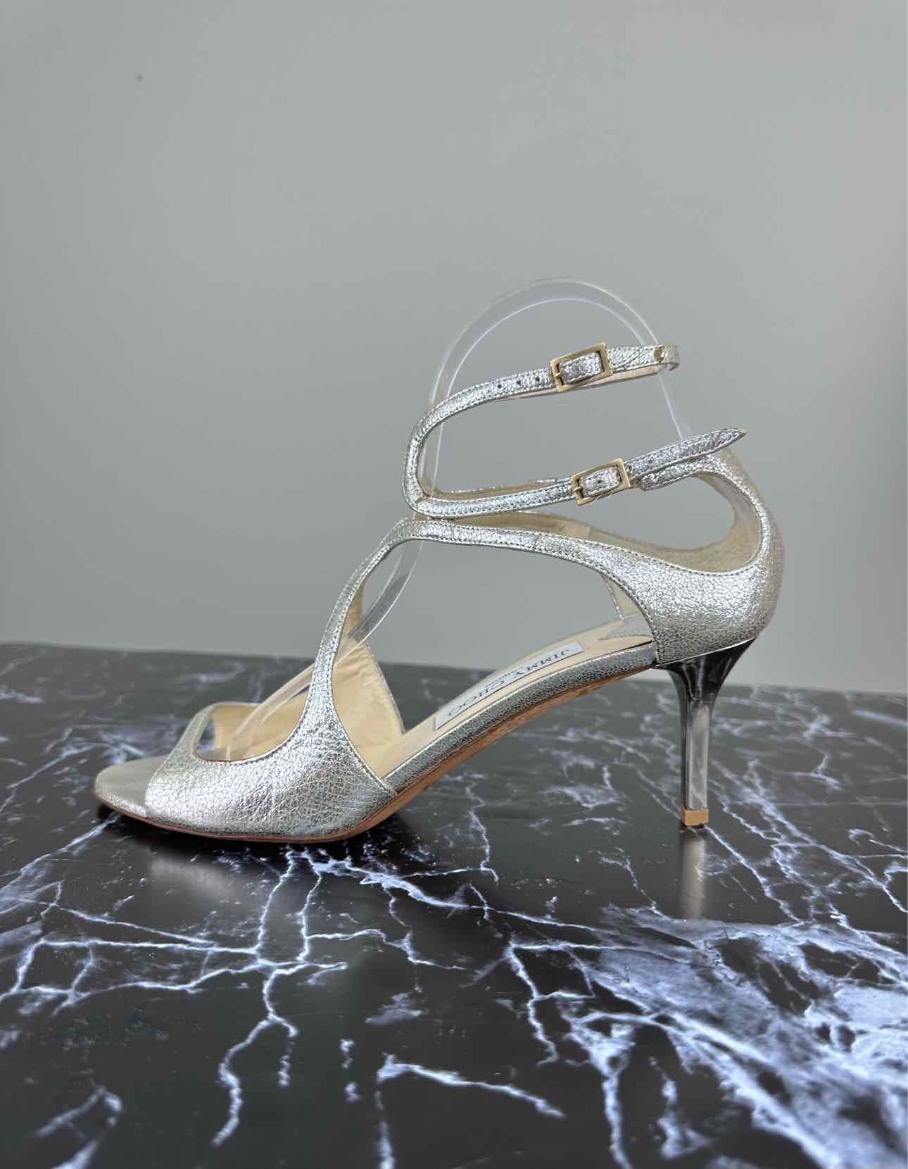 Jimmy Choo Metallic Silver Lance Heels Size 38.5