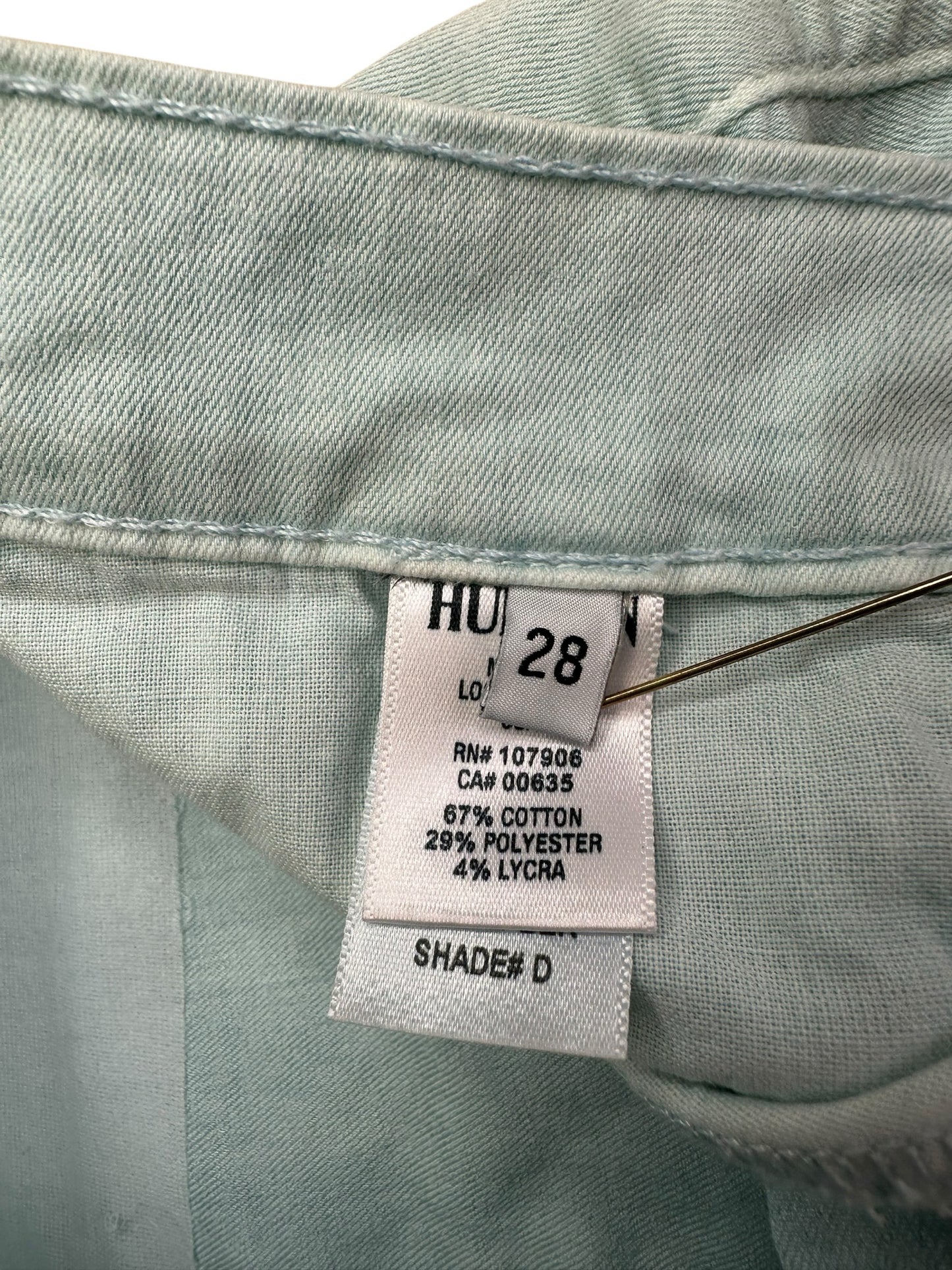 HUDSON Mint Green NICO Super Skinny Jeans Size 28