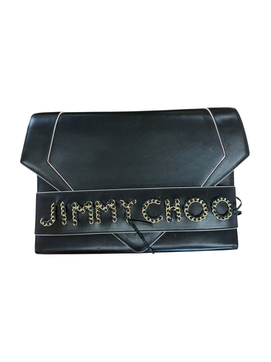 JIMMY CHOO Black Leather Oversized Sierra Convertible Cluch Handbag
