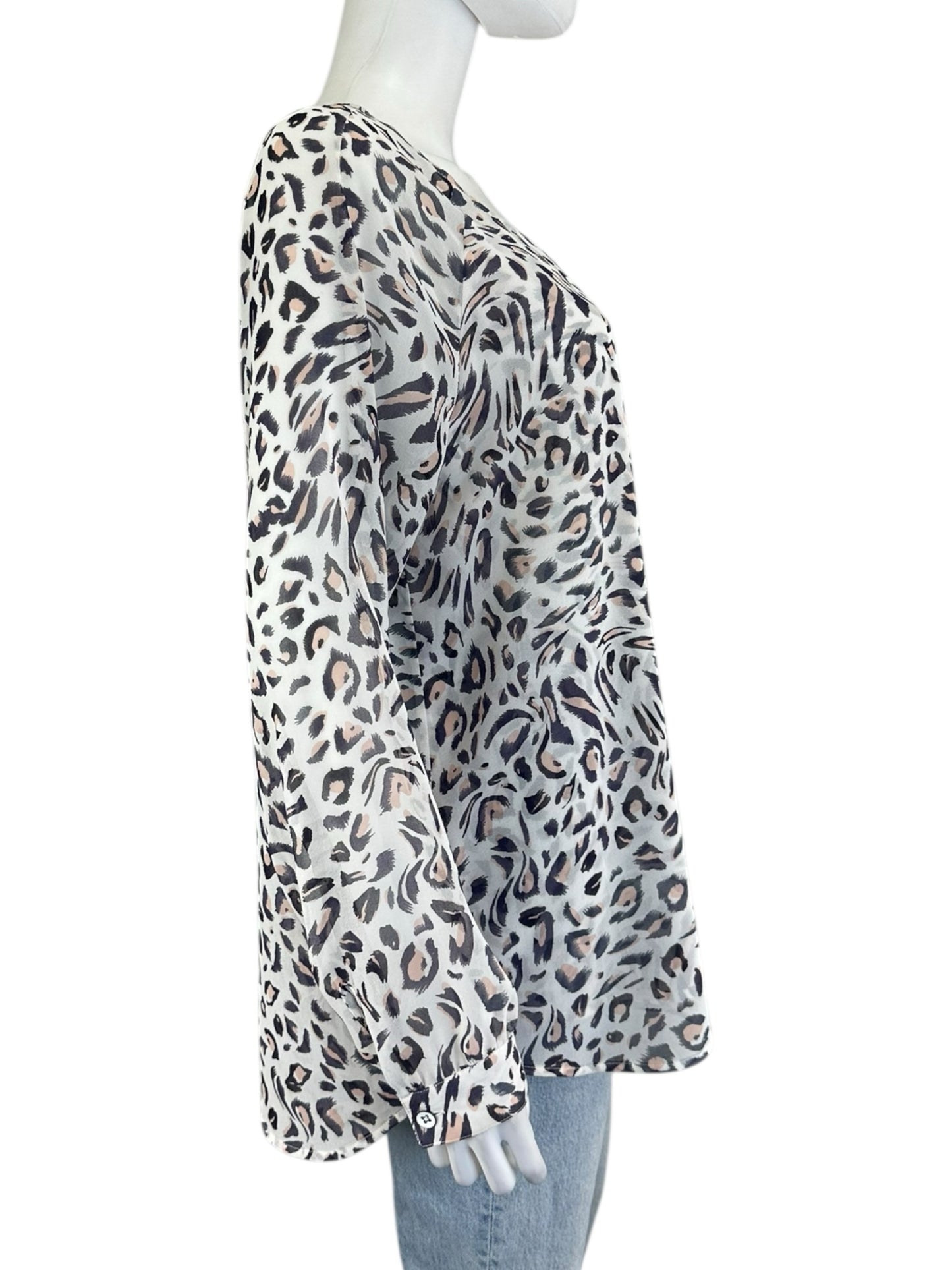 Cabi Glamour Leopard Print Blouse Size M