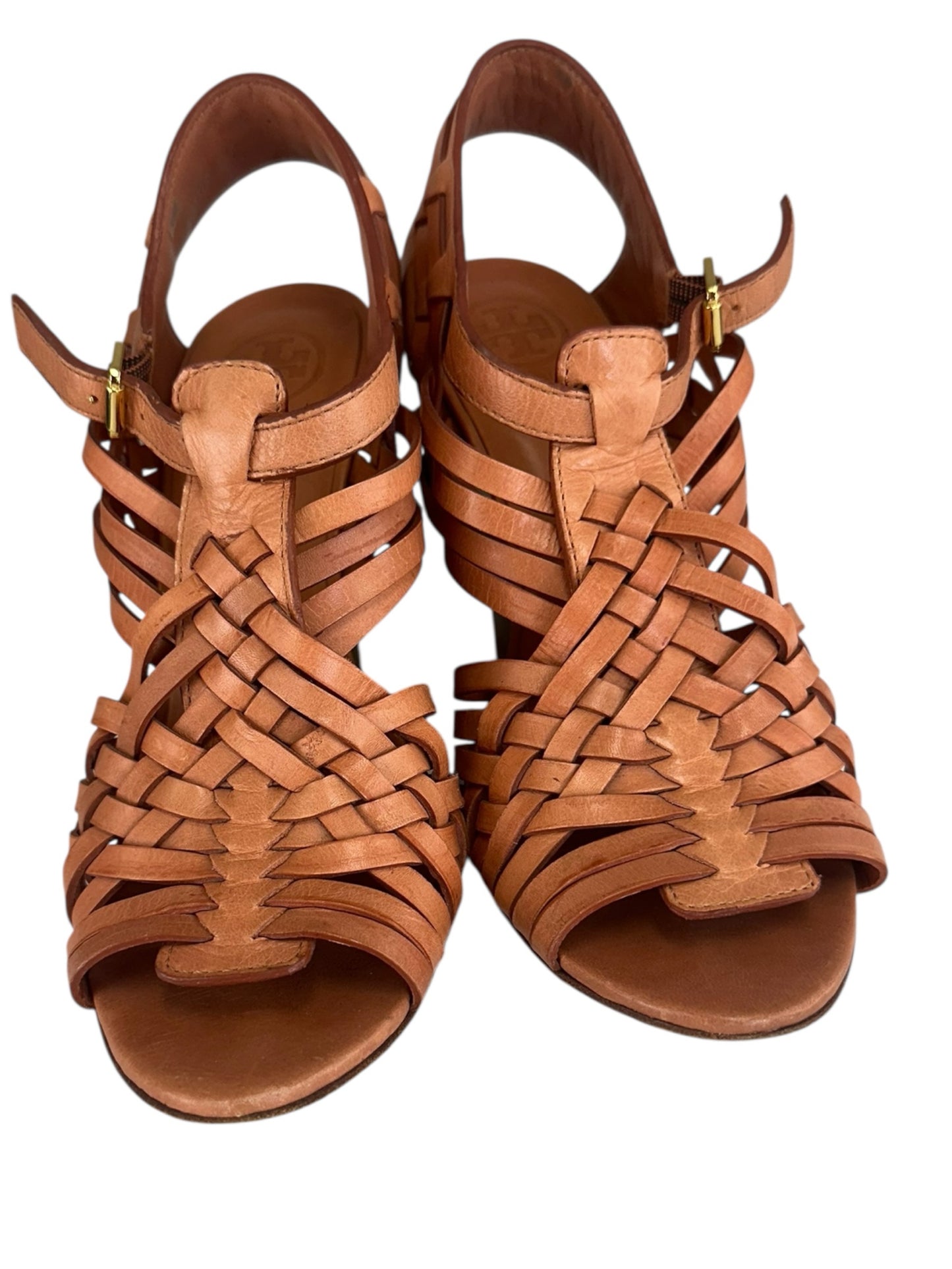 Tory Burch Brown Leather Nadia Wedges Size 8