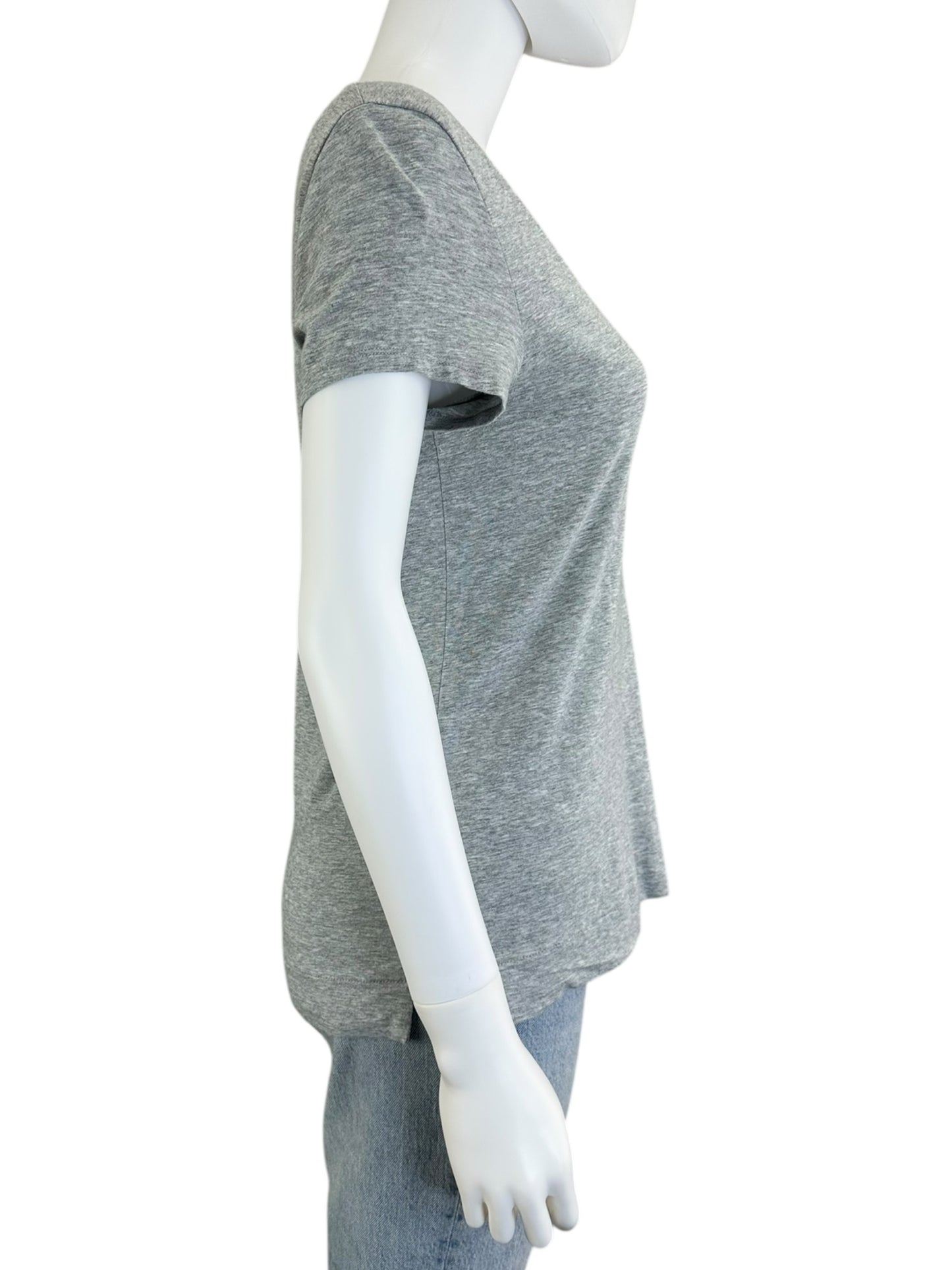 WHITE + WARREN Gray V-Neck Top Size M