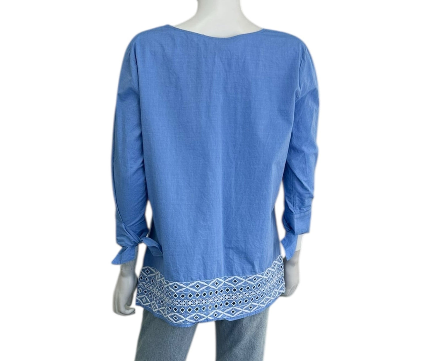 Talbots Blue 100% Cotton Blouse Size L